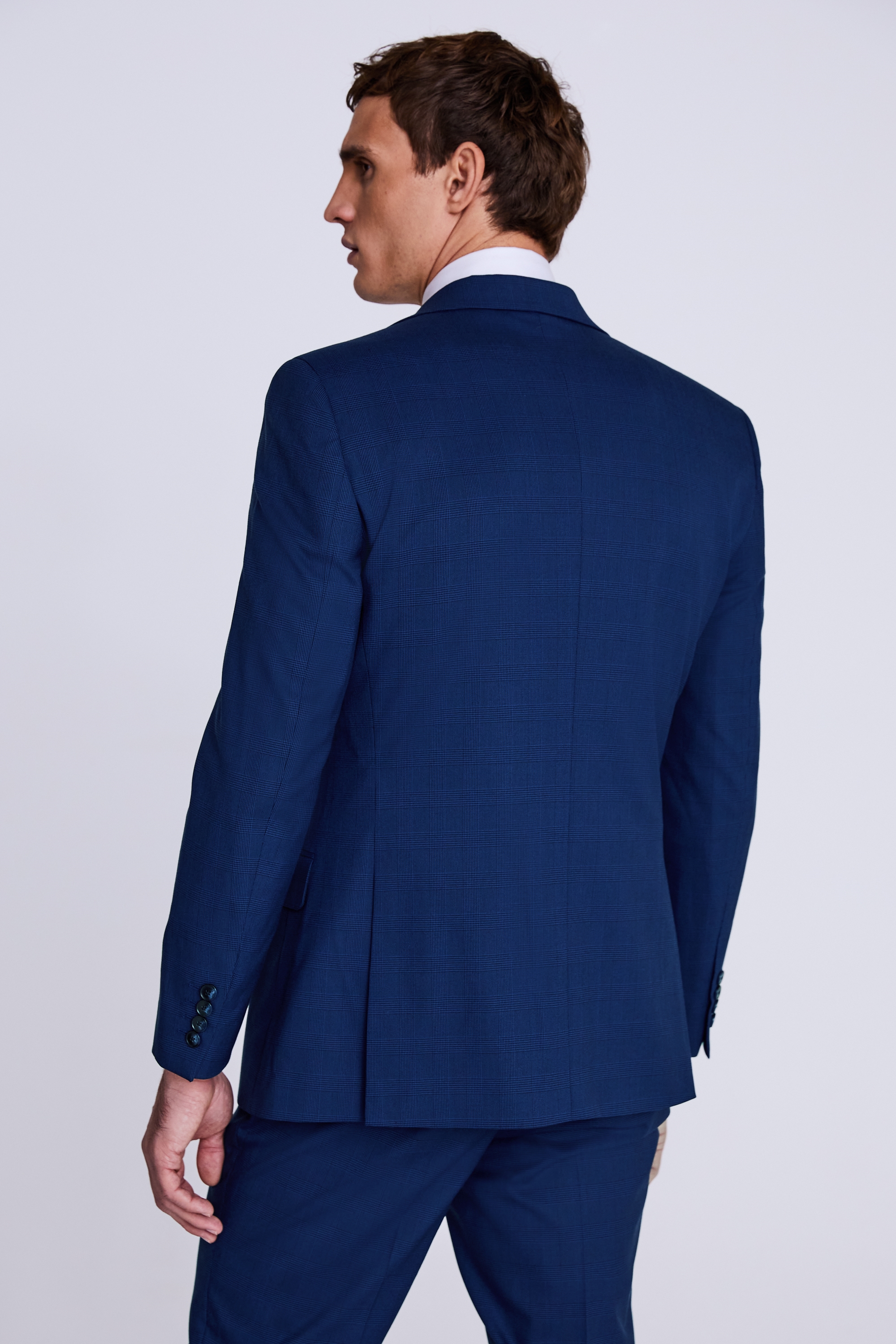 Tailored Fit Blue Check Jacket | Buy Online at Moss