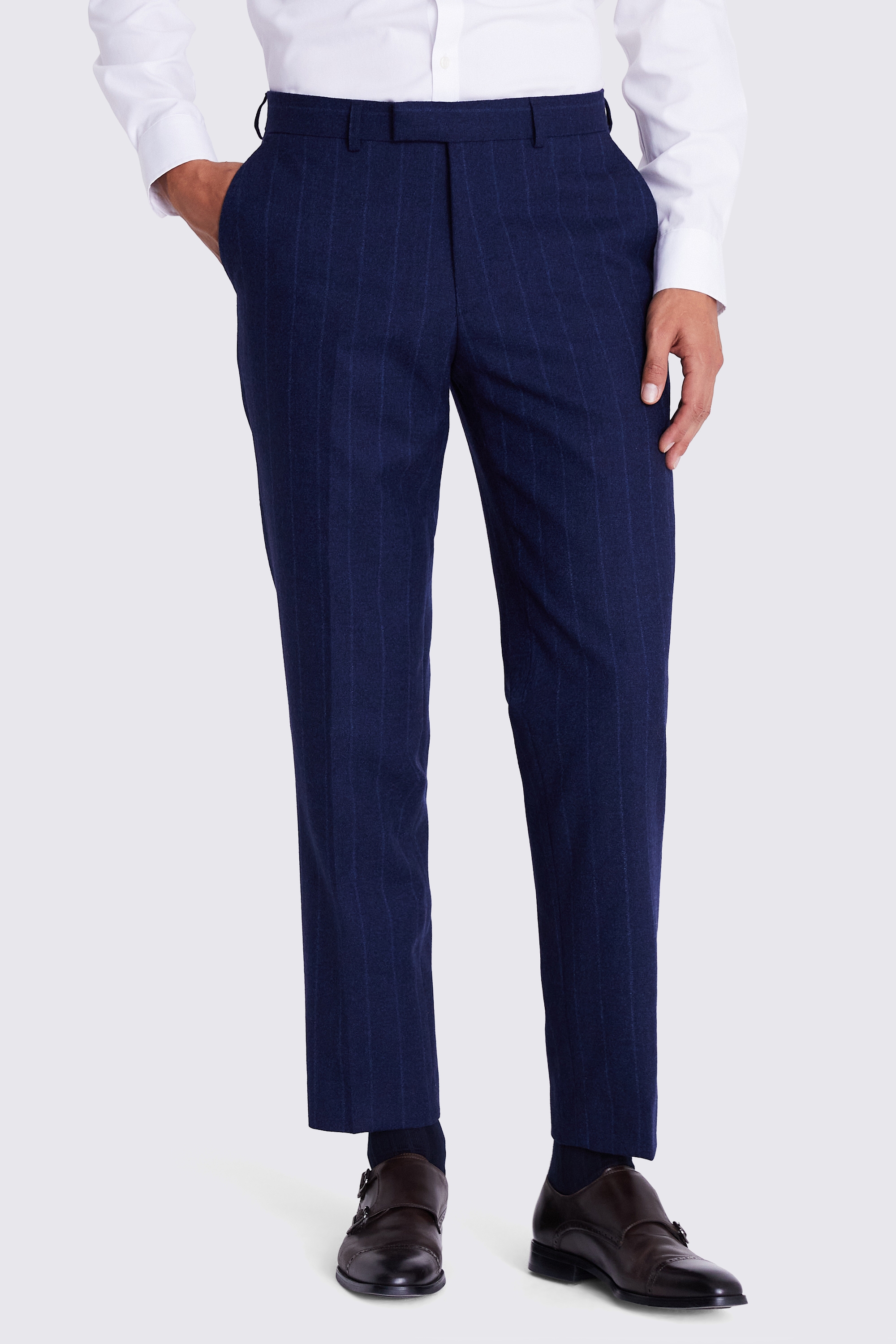 Regular Fit Blue Stripe Trousers | Buy Online at Moss