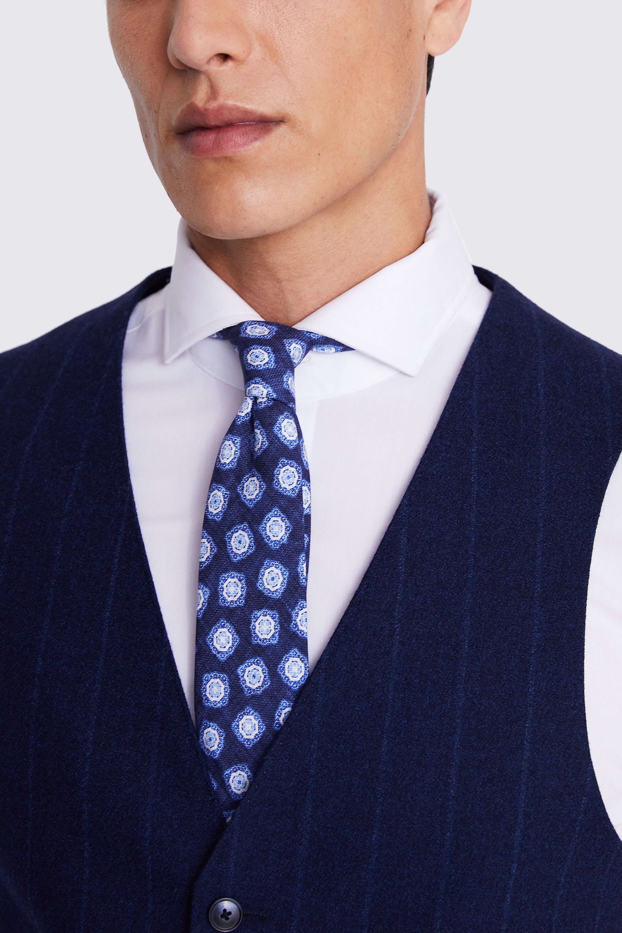 Regular Fit Blue Stripe Waistcoat