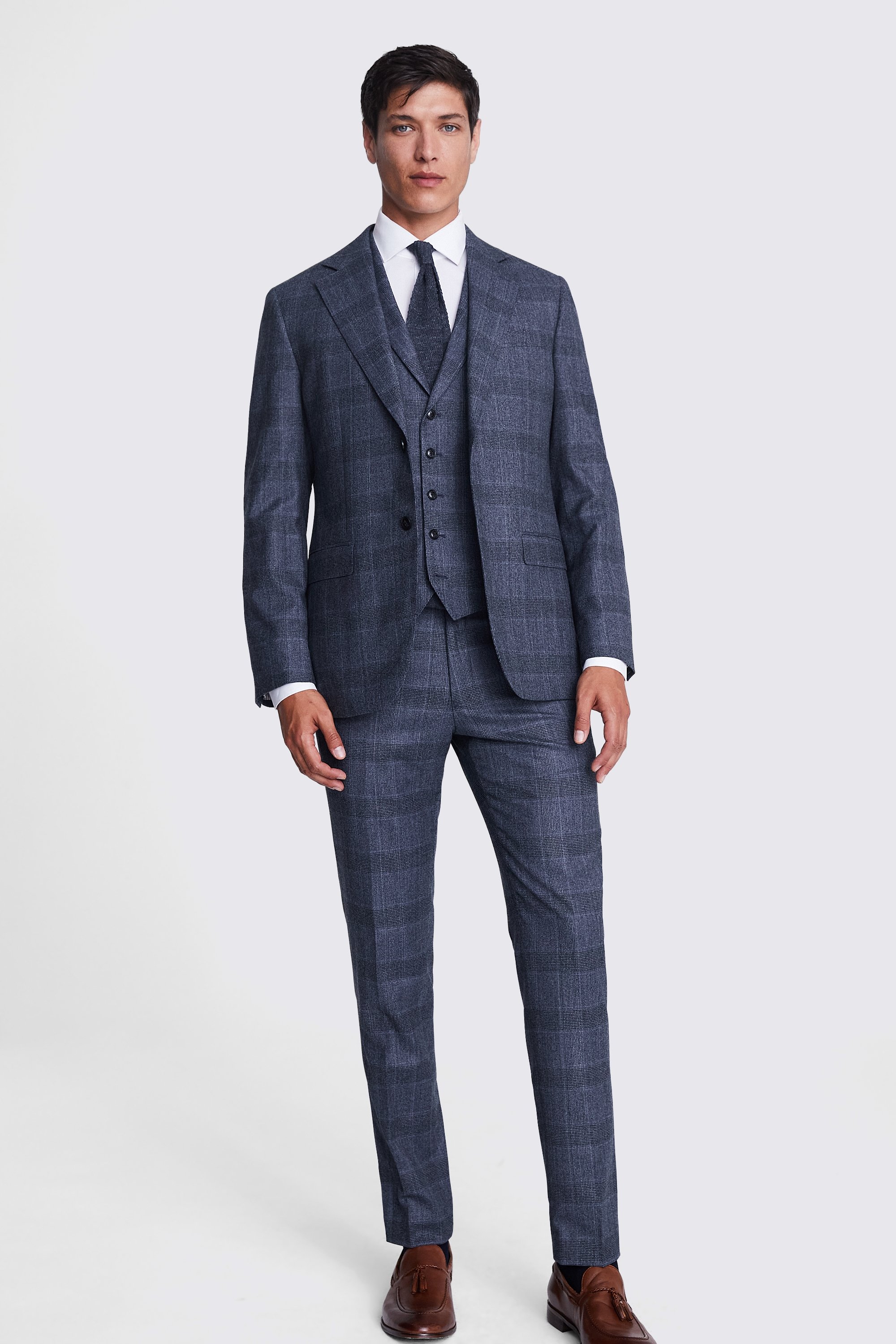 Italian Tailored Fit Blue Check Jacket | Buy Online at Moss