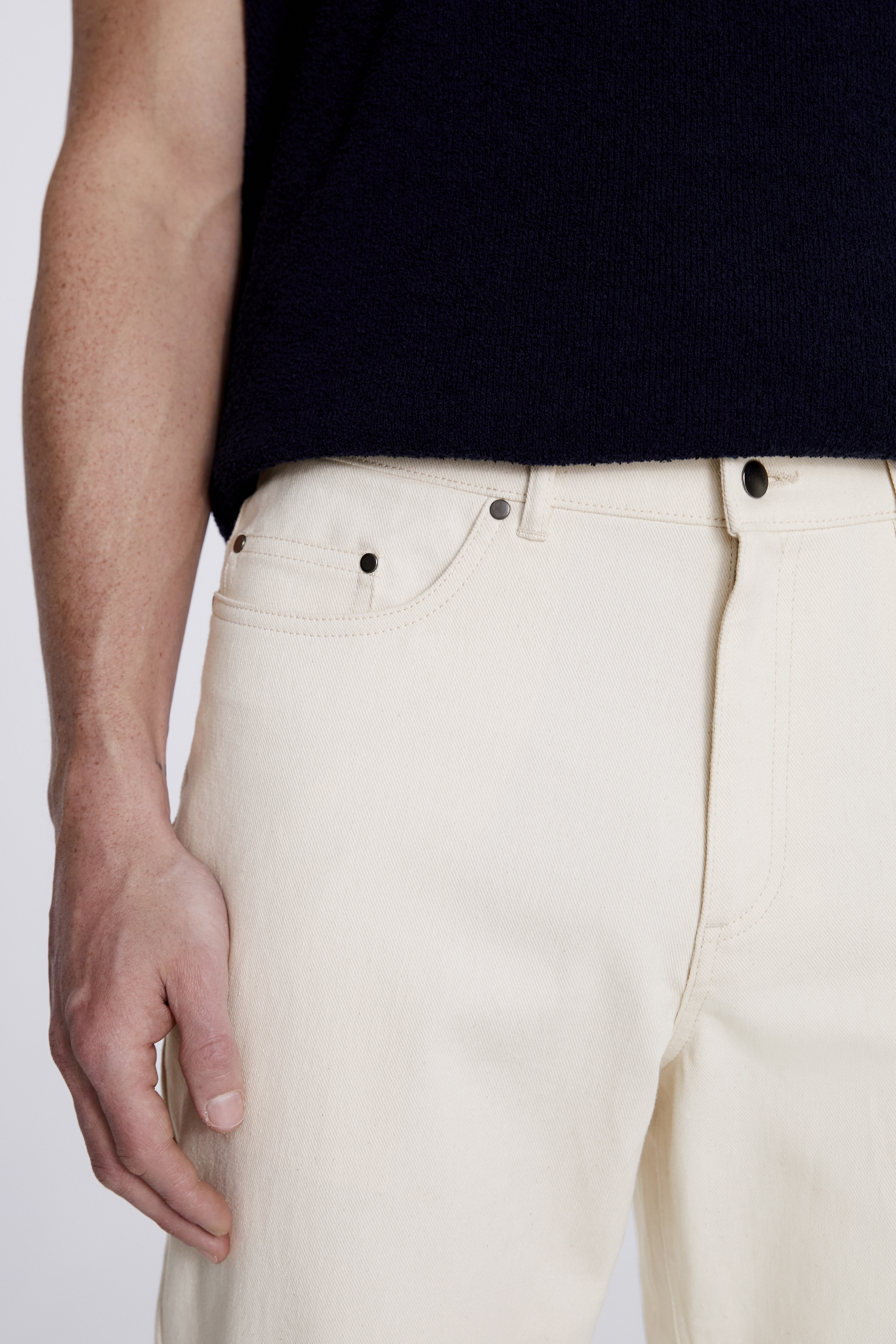 Ecru Denim Carrot Trousers