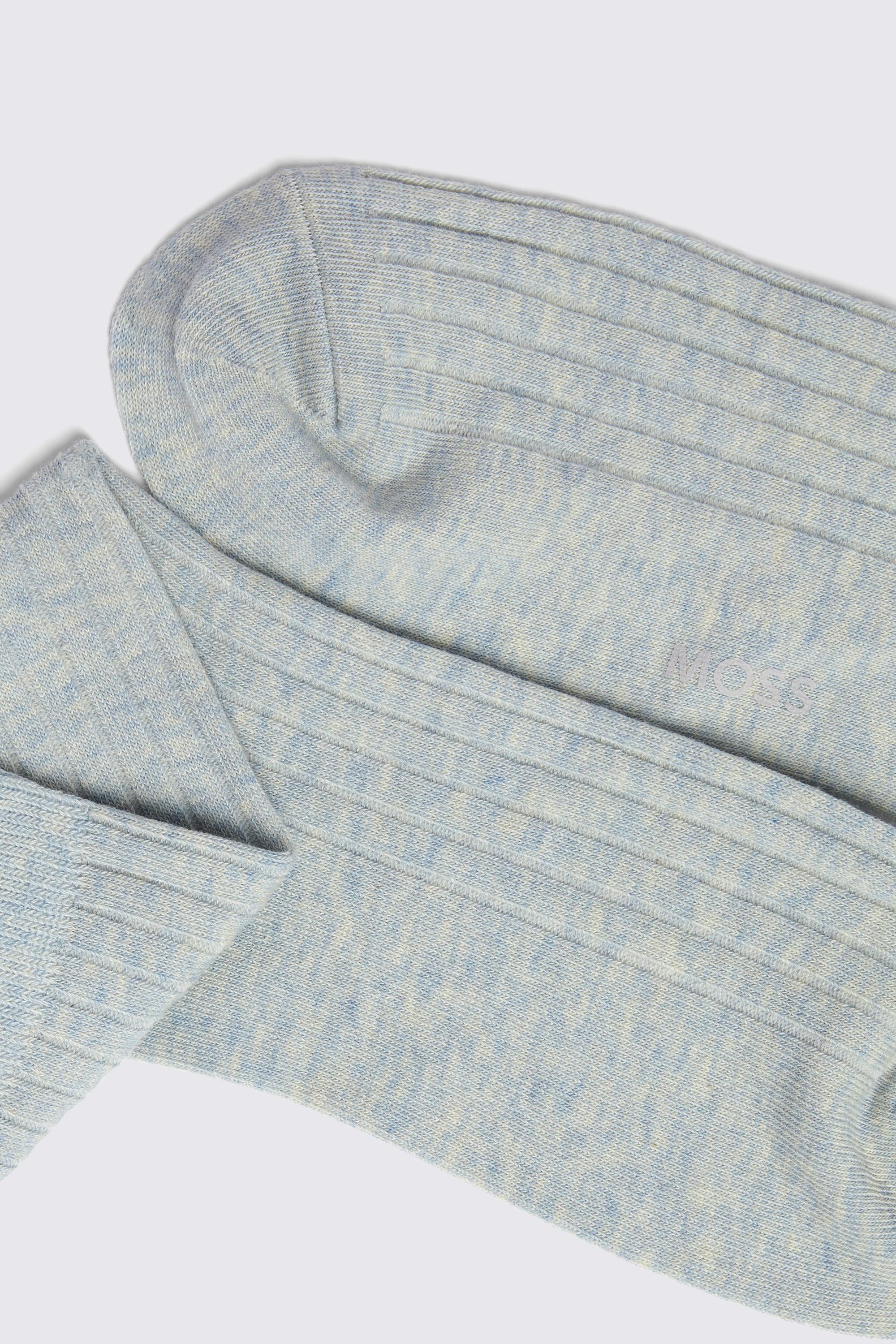 Light Blue Melange Ribbed Socks