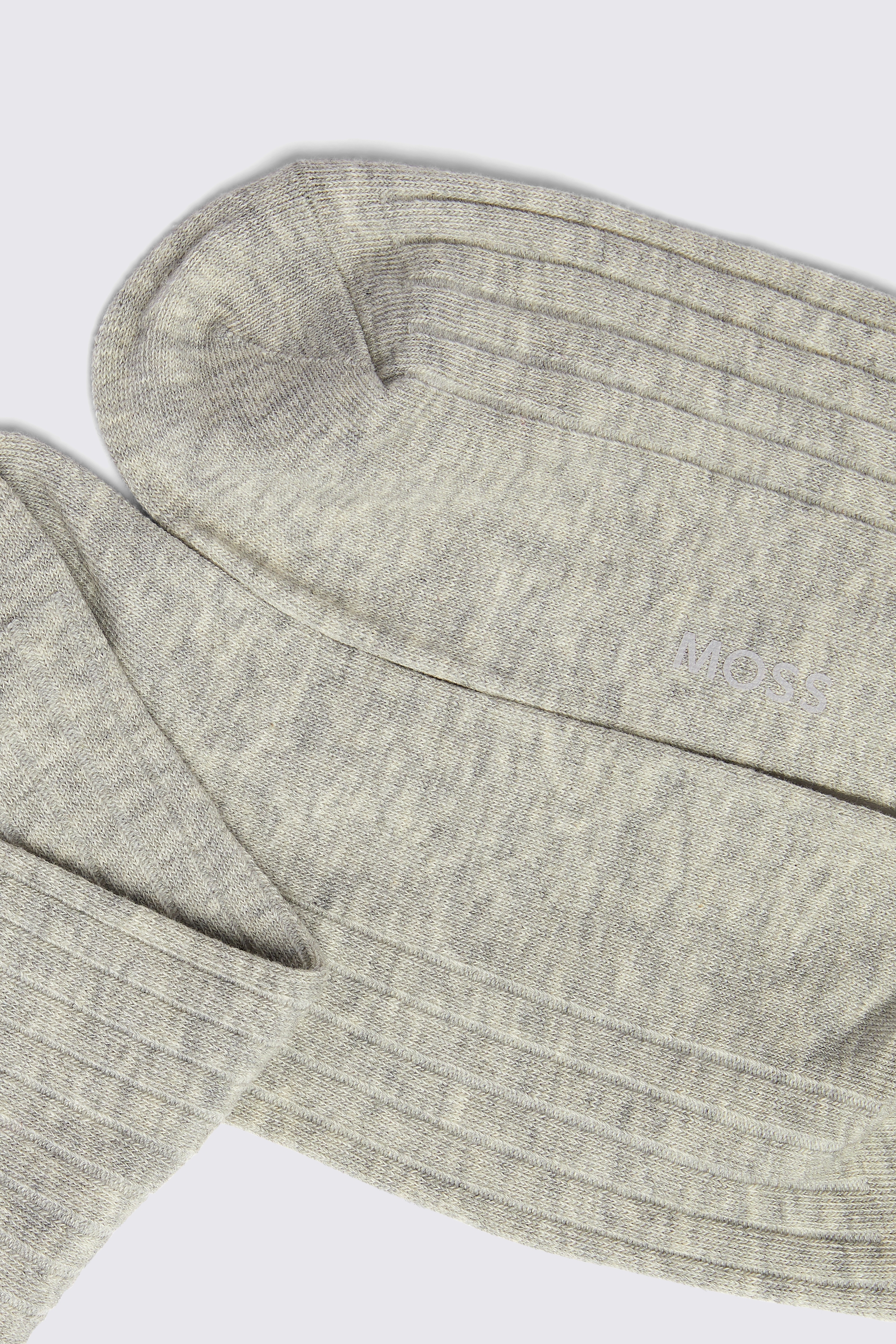 Light Grey Melange Ribbed Socks
