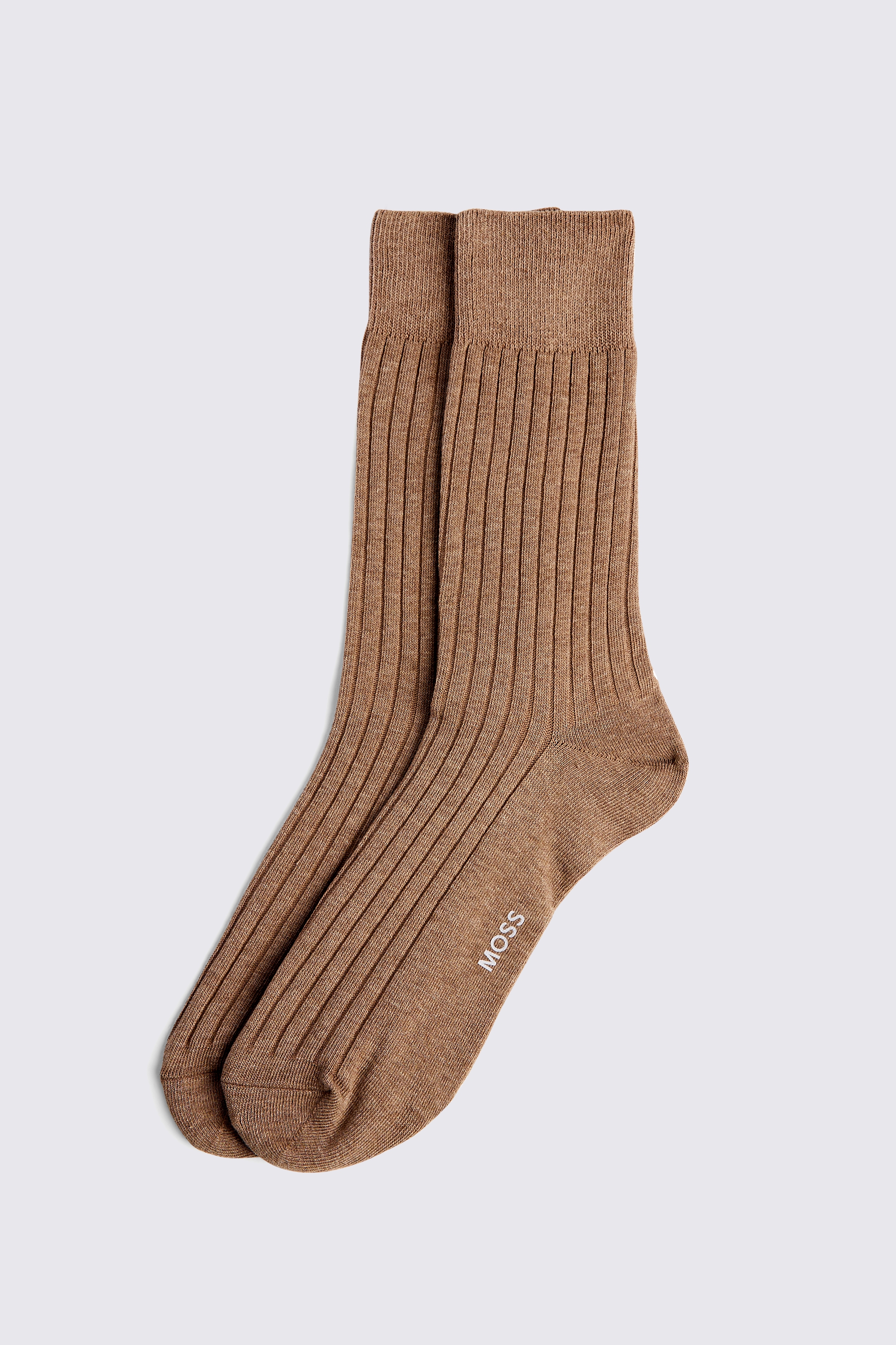 Taupe Melange Ribbed Socks | Buy Online at Moss