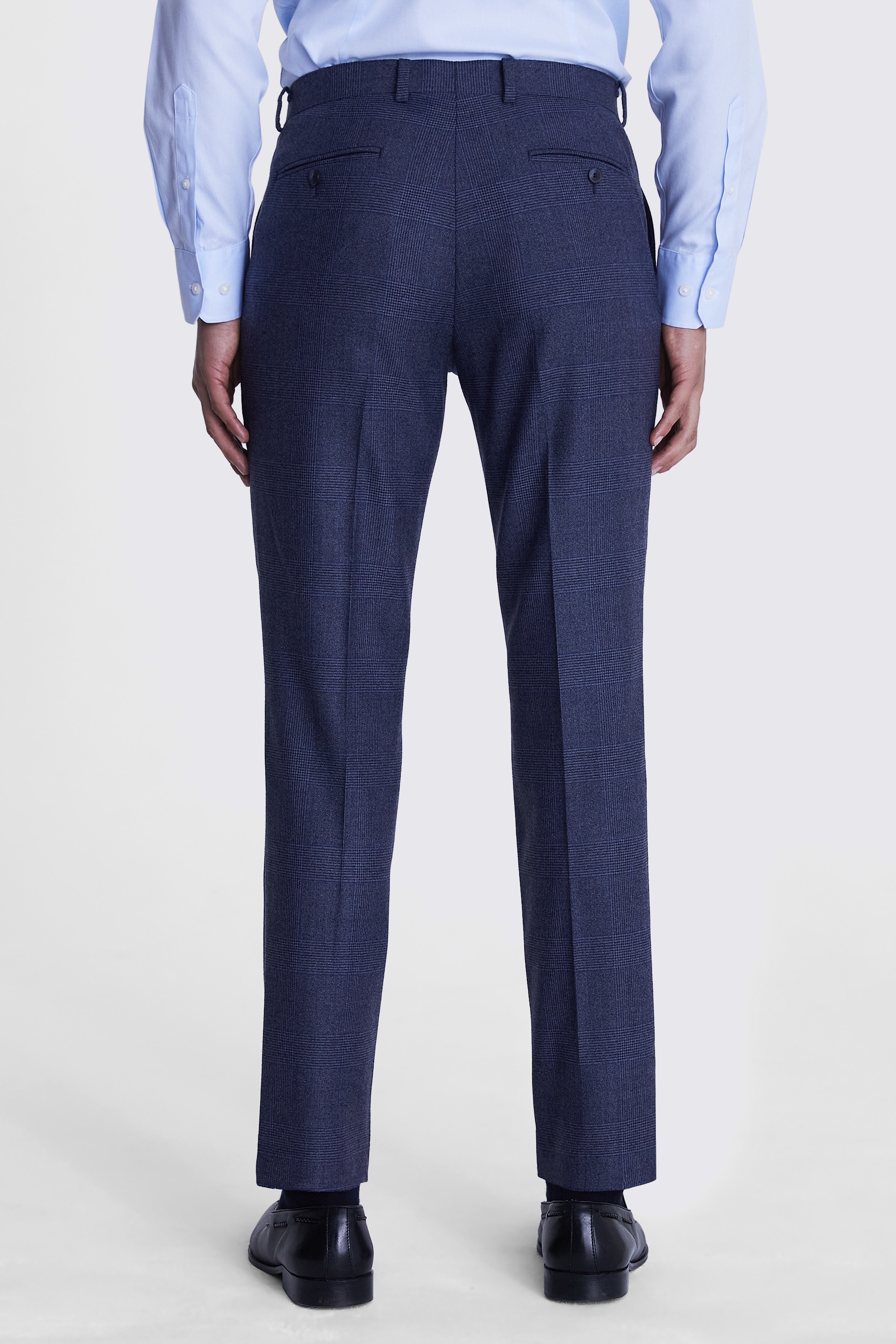 Tailored Fit Blue Check Performance Trousers | Buy Online at Moss