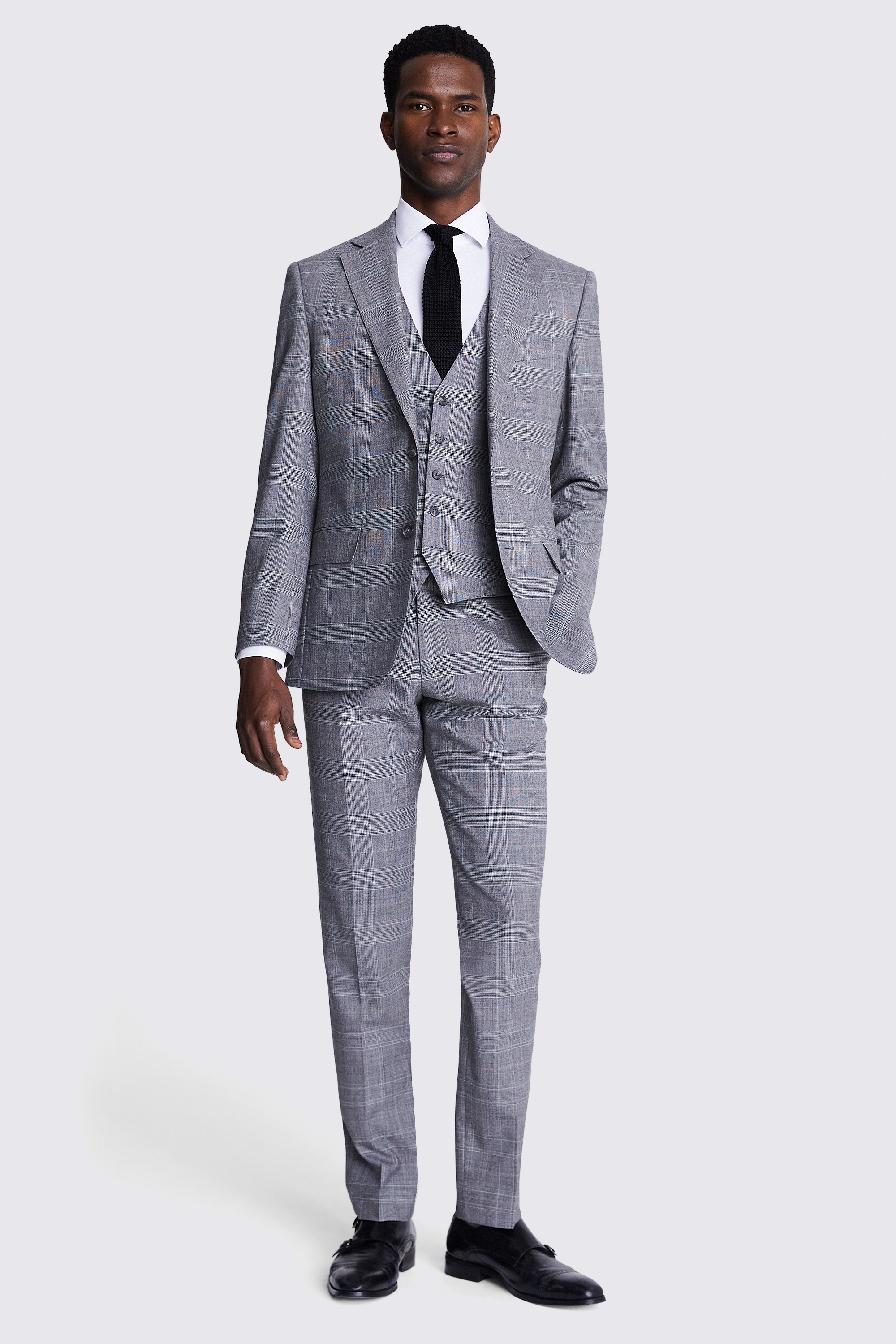 Tailored Fit Grey Check Performance Suit