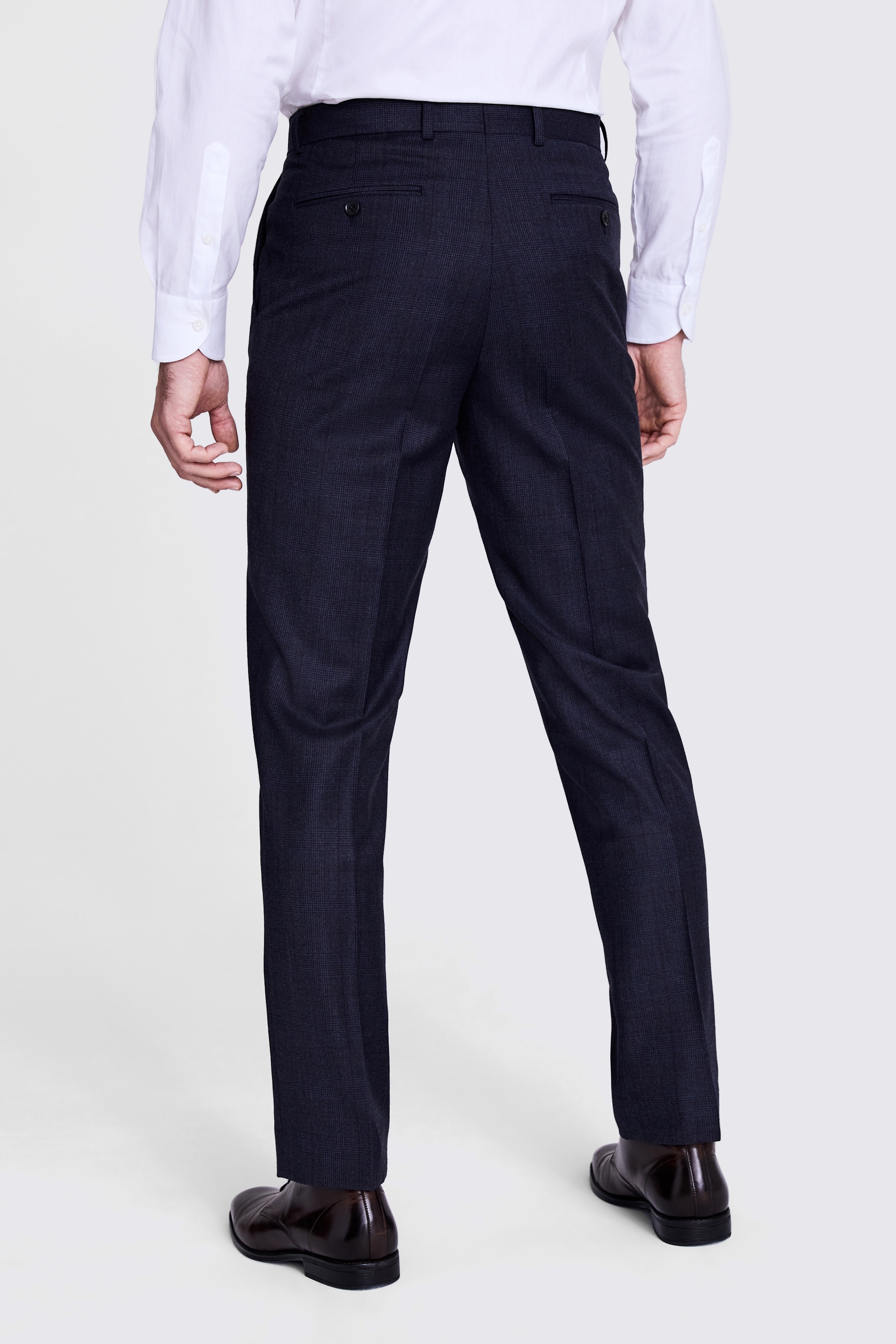 Regular Fit Navy Check Performance Trousers | Buy Online at Moss