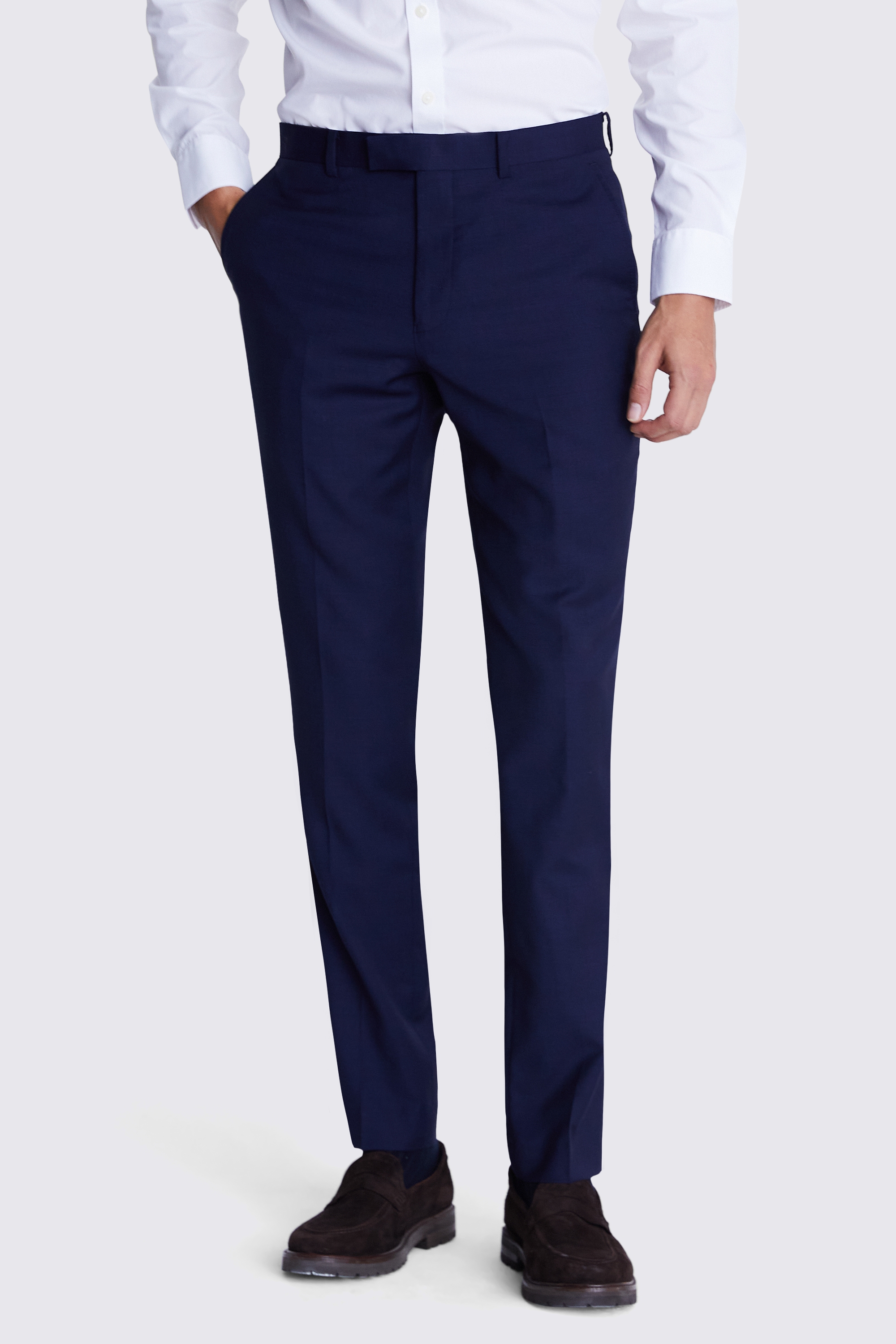 Tailored-Fit Navy Panama Trousers | Buy Online at Moss