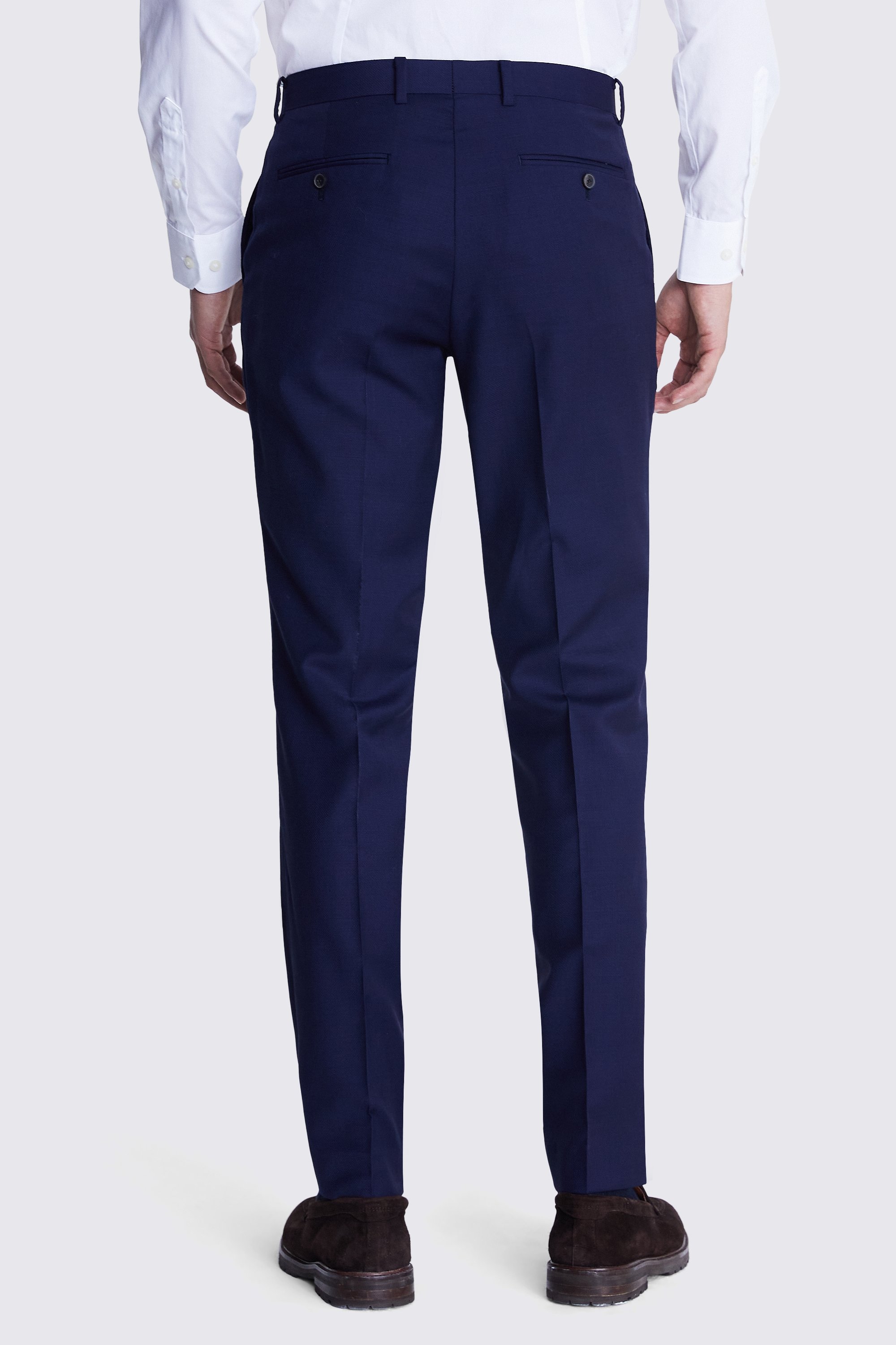 Tailored-Fit Navy Panama Trousers | Buy Online at Moss