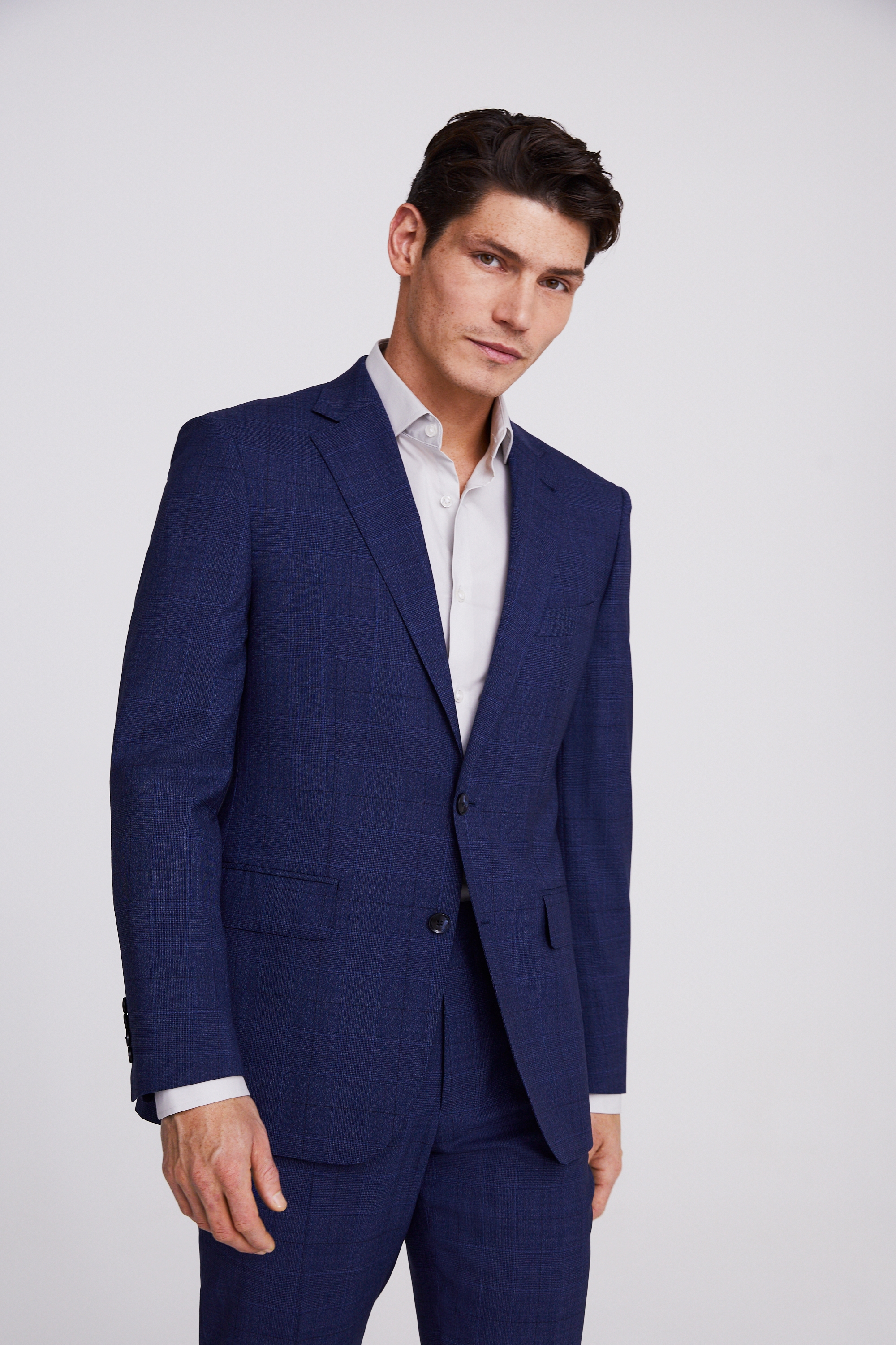 Italian Tailored Fit Blue Check Suit