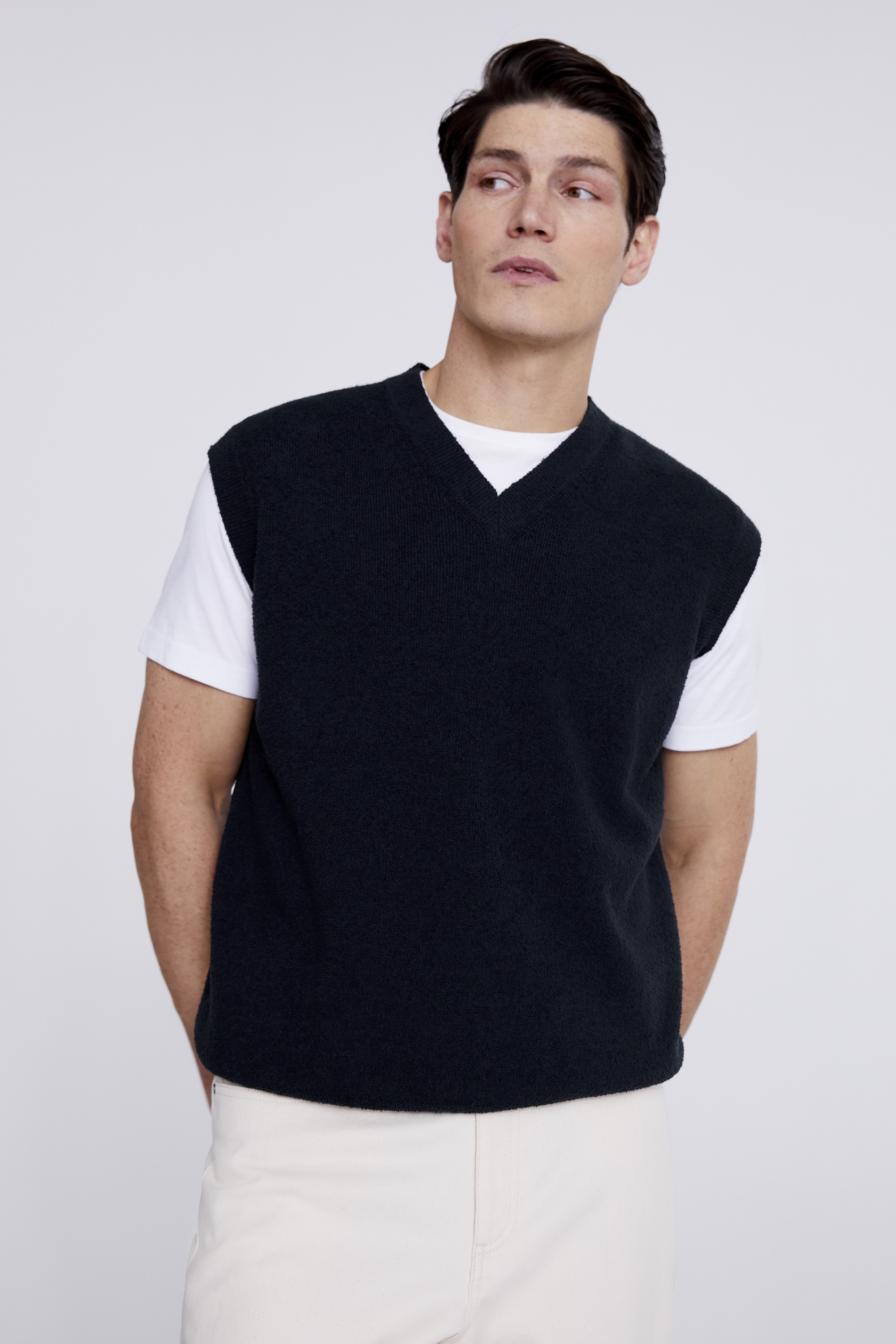 Navy Bouclé Sweater Vest | Buy Online at Moss