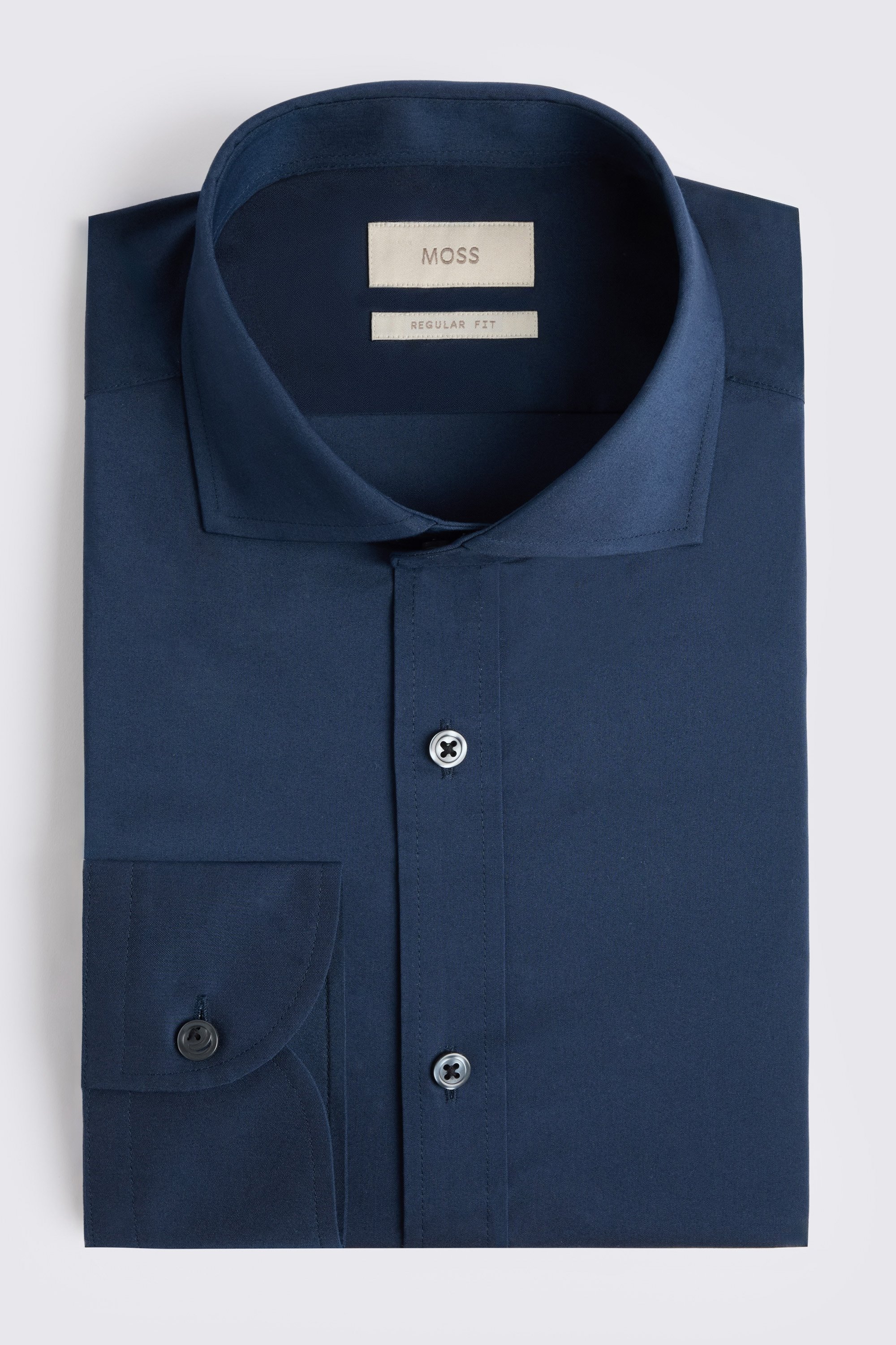 Regular Fit Dark Blue Stretch Shirt