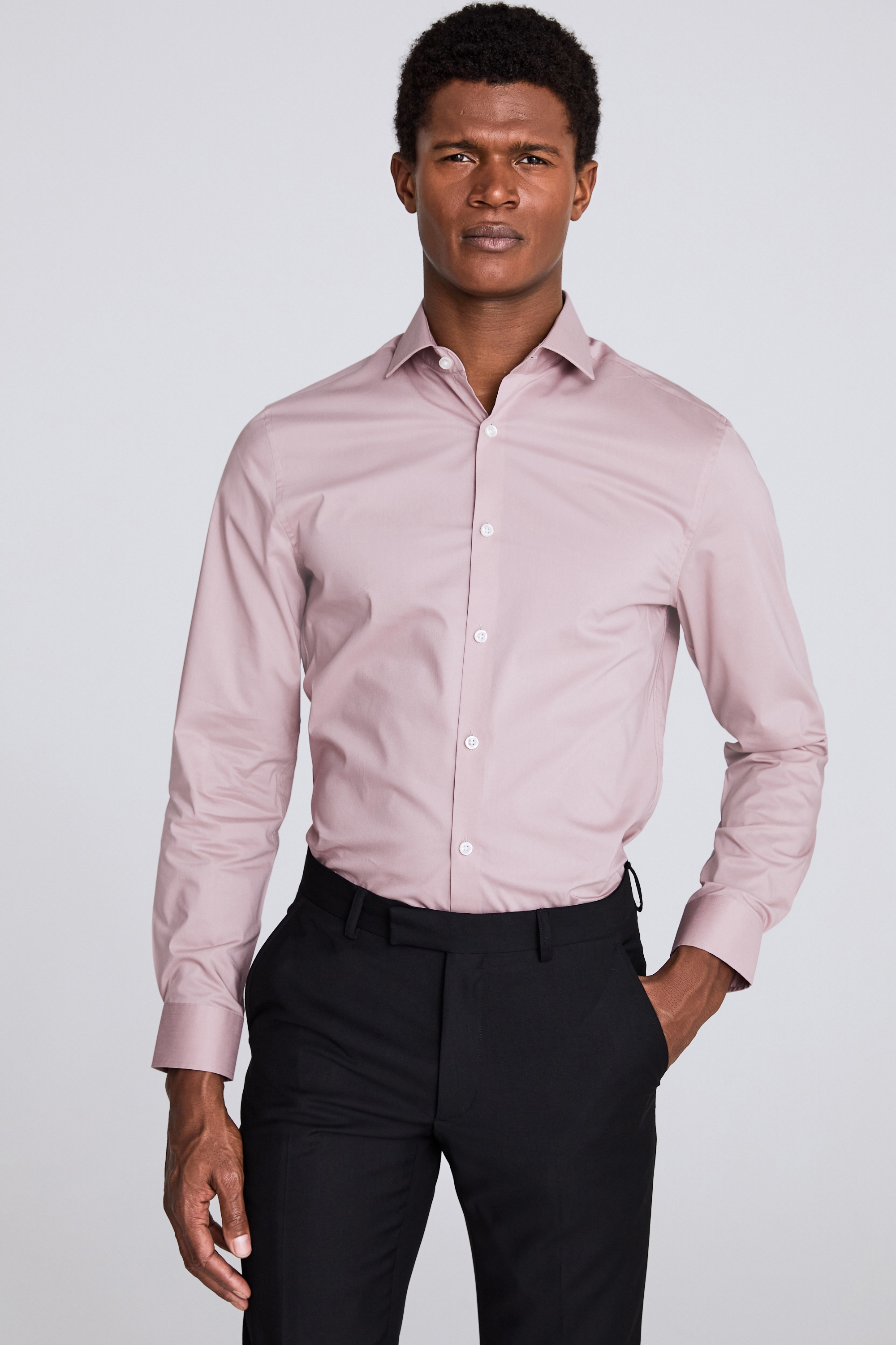 Slim Fit Dusky Pink Stretch Shirt | Buy Online at Moss