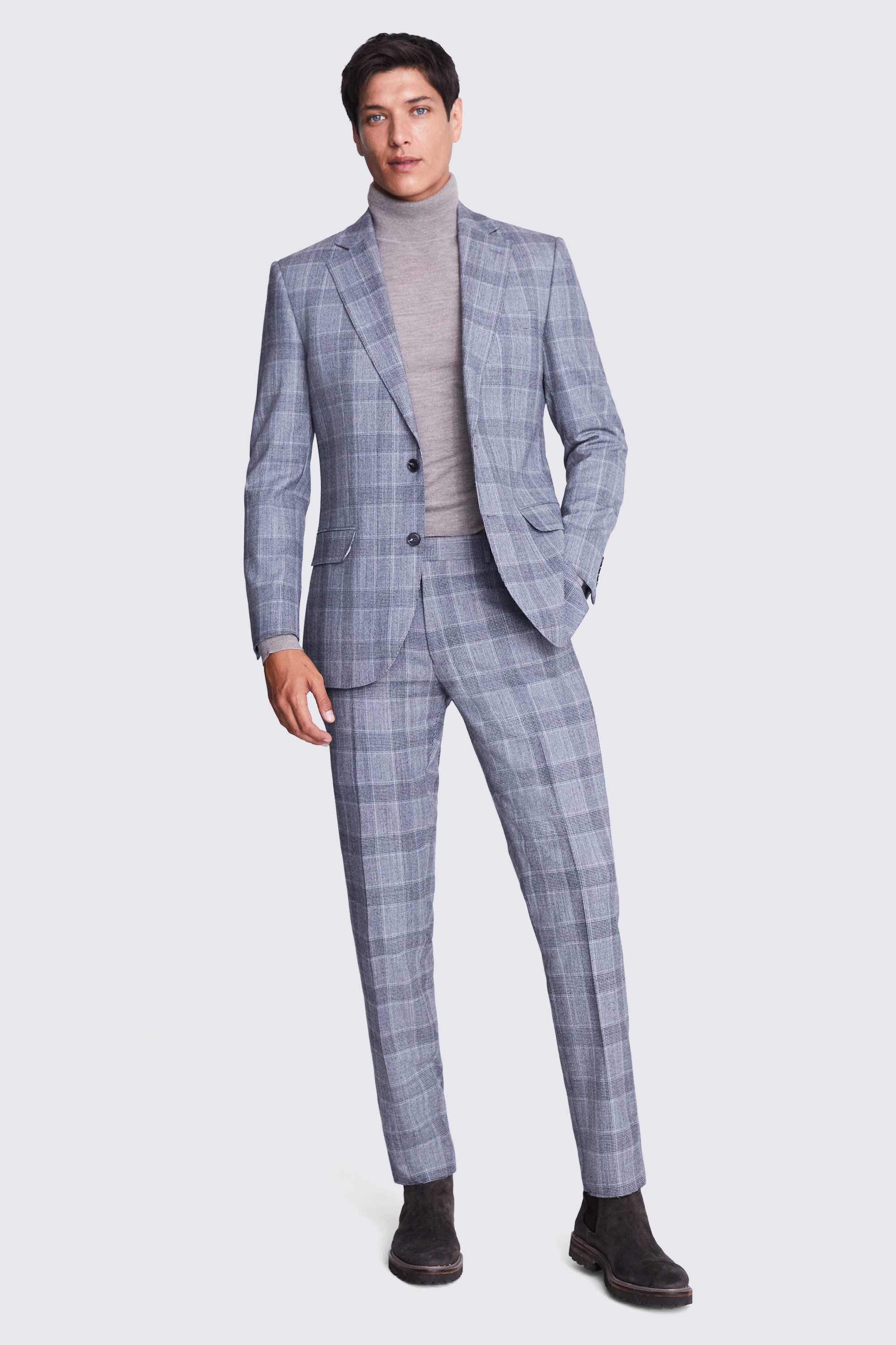 Tailored Fit Light Grey Check Performance Jacket | Buy Online at Moss