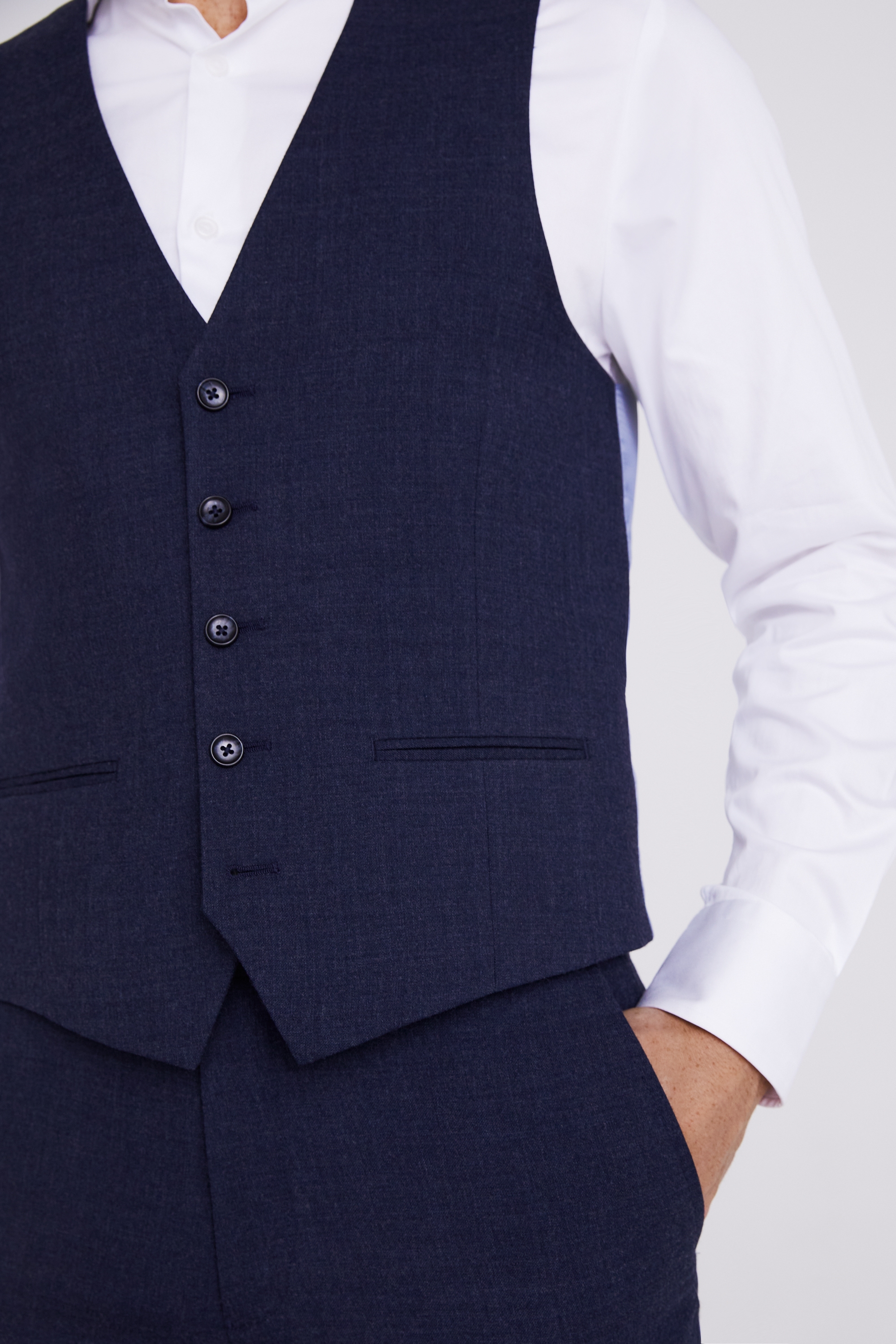 Tailored Fit Blue Flannel Waistcoat