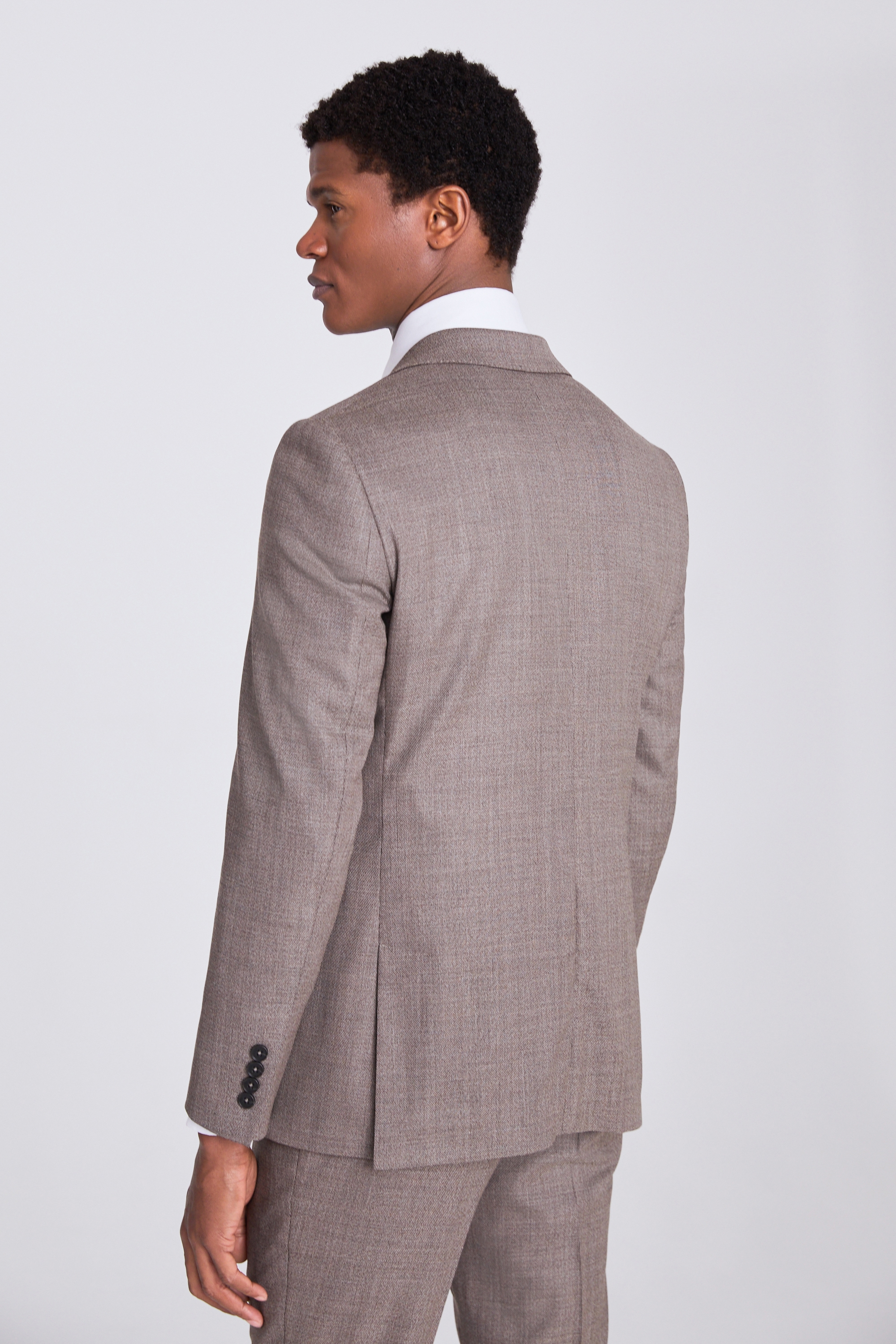 Italian Slim Fit Taupe Hopsack Jacket | Buy Online at Moss