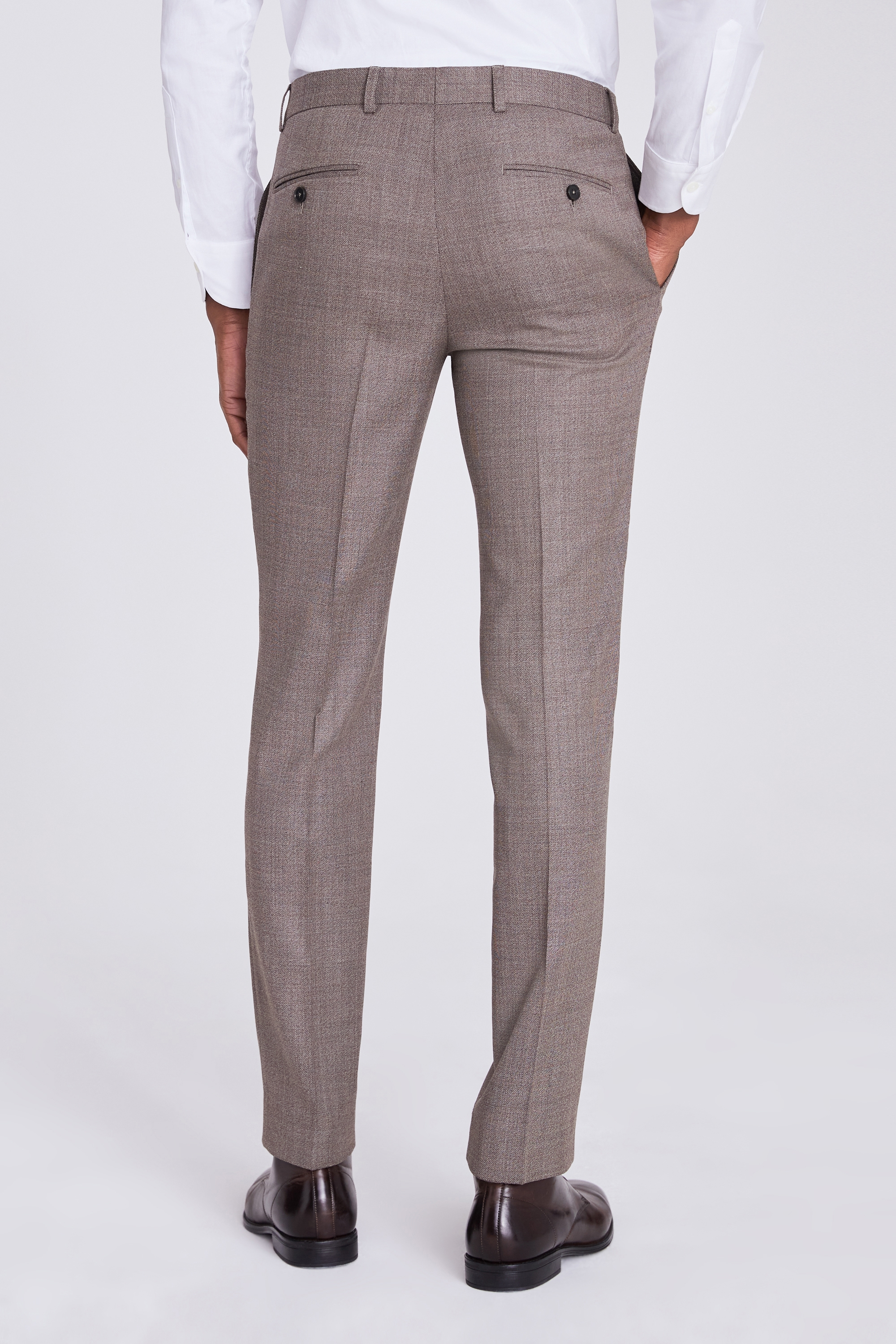 Italian Slim Fit Taupe Hopsack Trousers | Buy Online at Moss