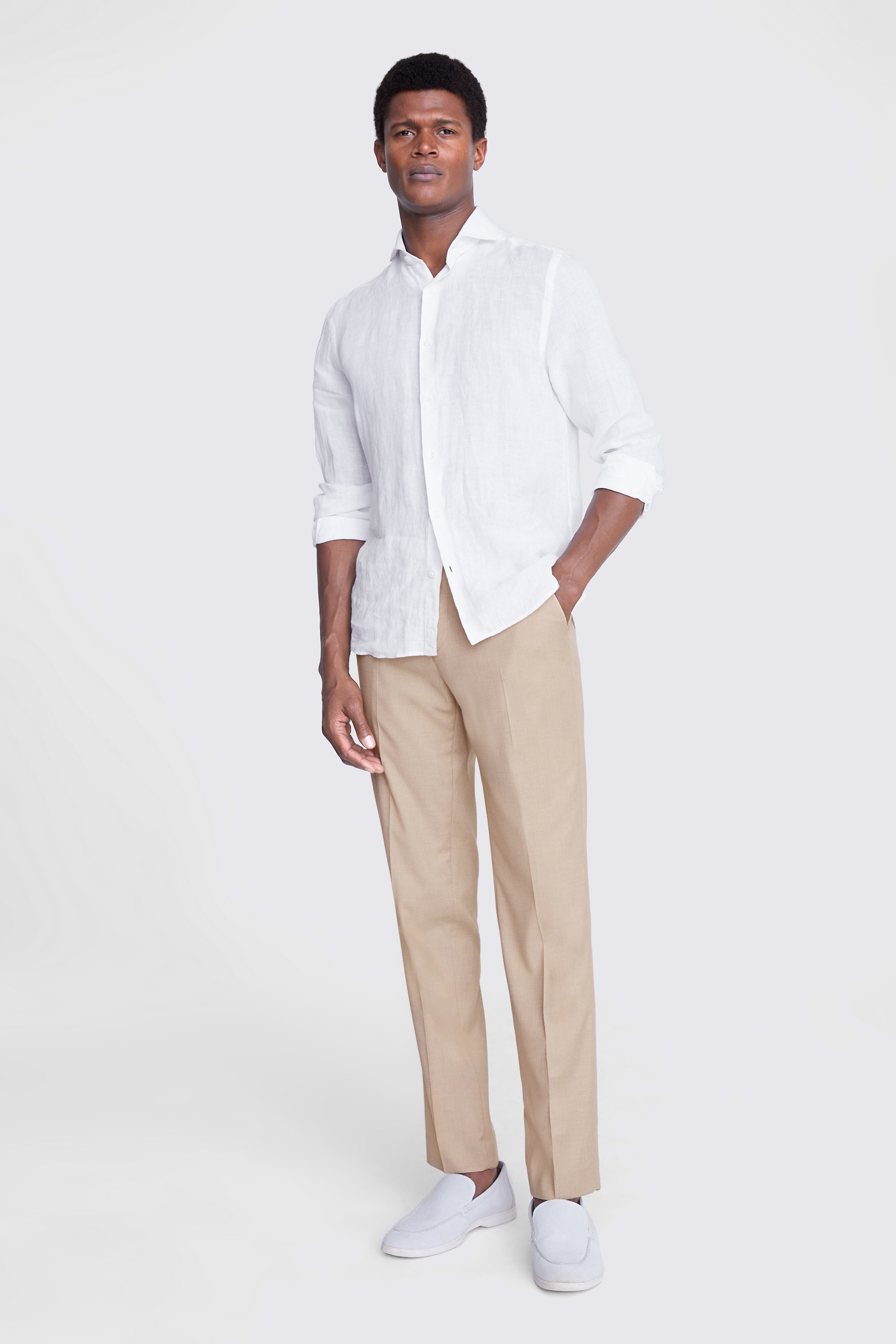 Tailored Fit White Linen Shirt | Buy Online at Moss