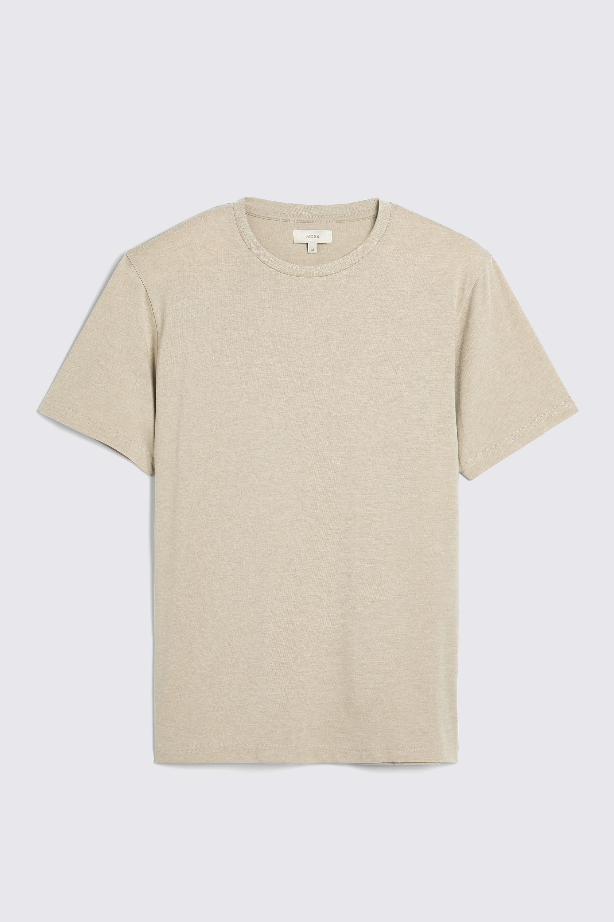 Beige Melange Crew Neck T-Shirt