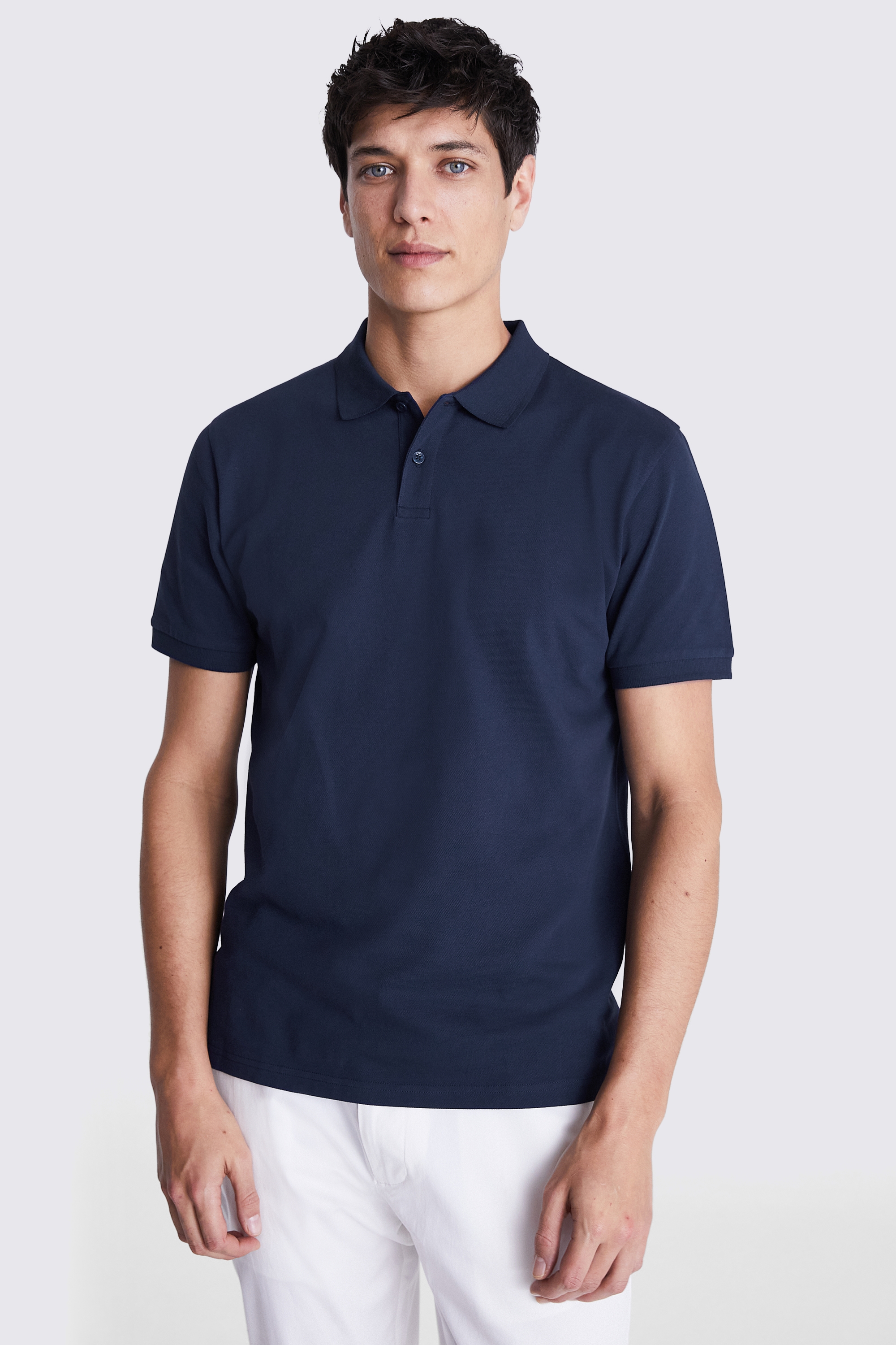 Navy Piqué Polo Shirt | Buy Online at Moss