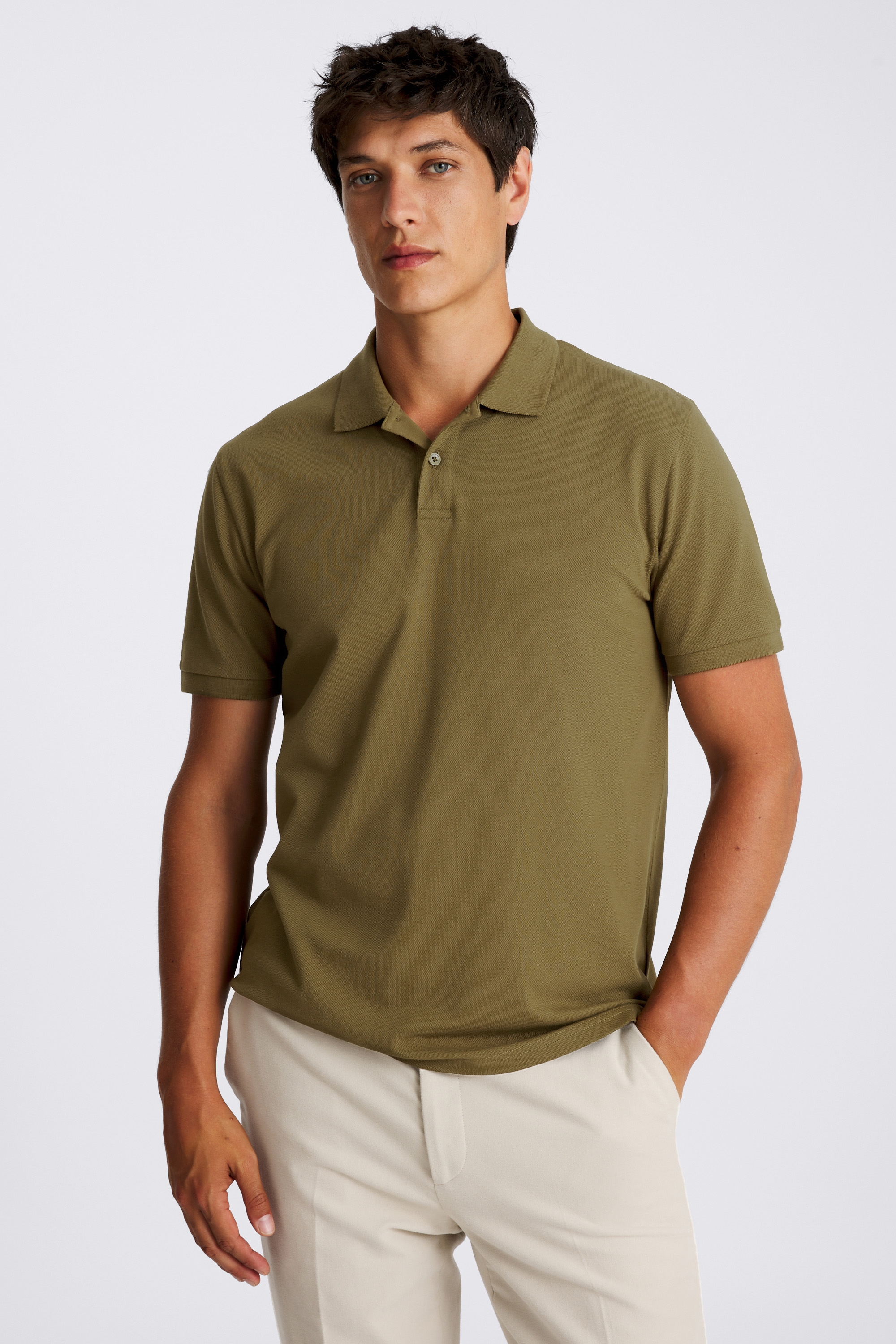 Olive Piqué Polo Shirt