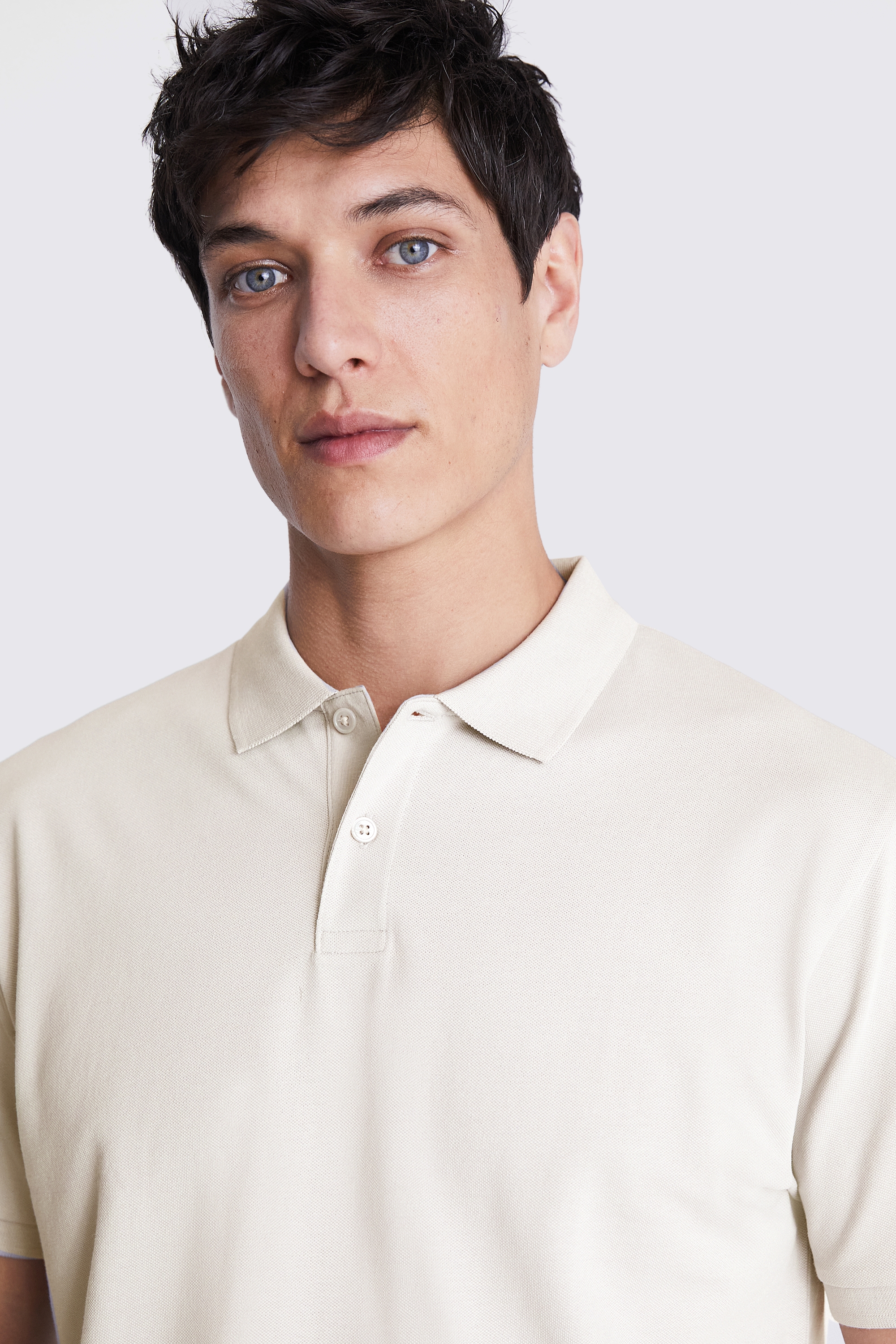 Ivory Piqué Polo Shirt | Buy Online at Moss