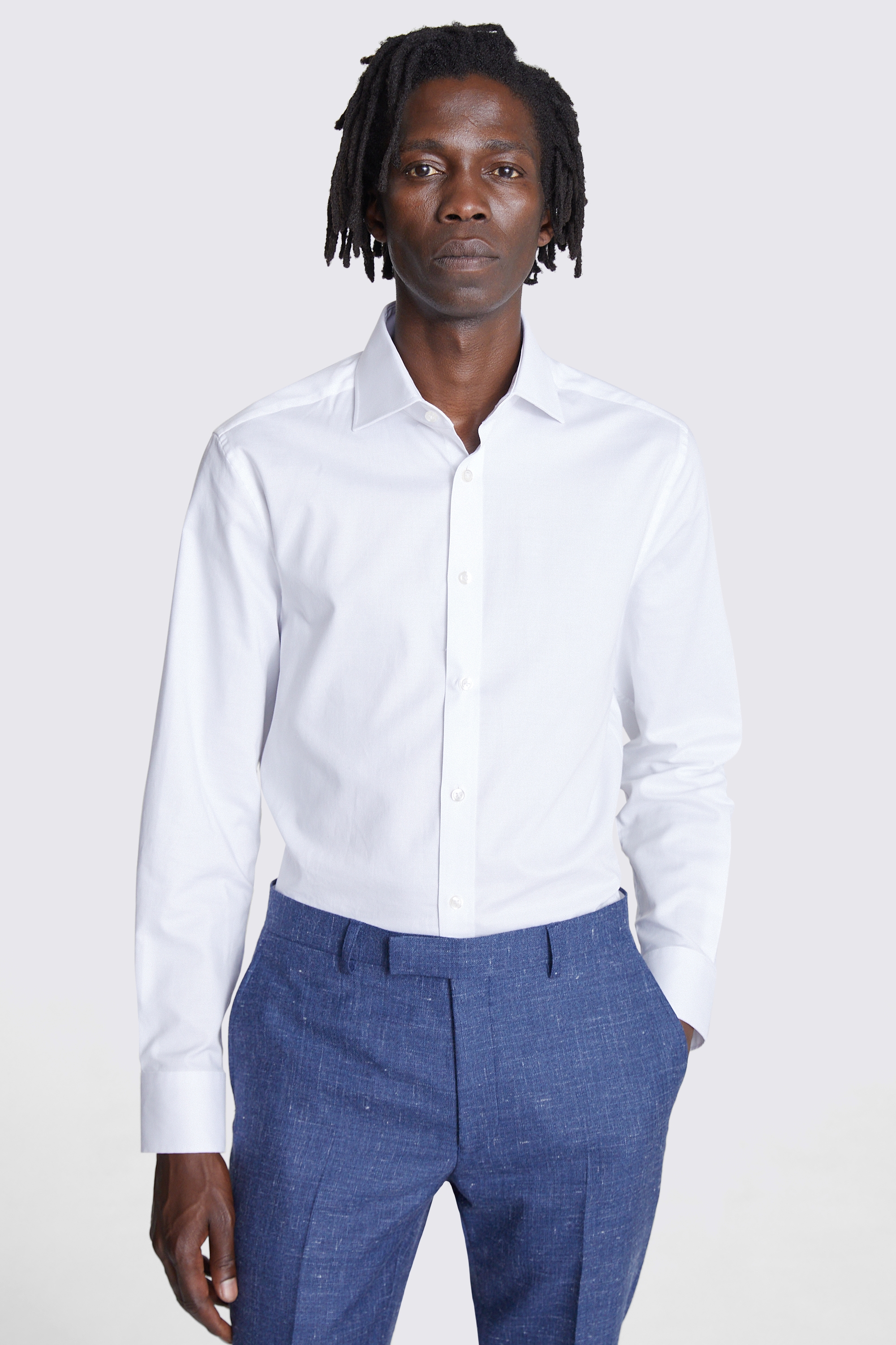 Tailored Fit White Dobby Stretch Shirt | Buy Online at Moss