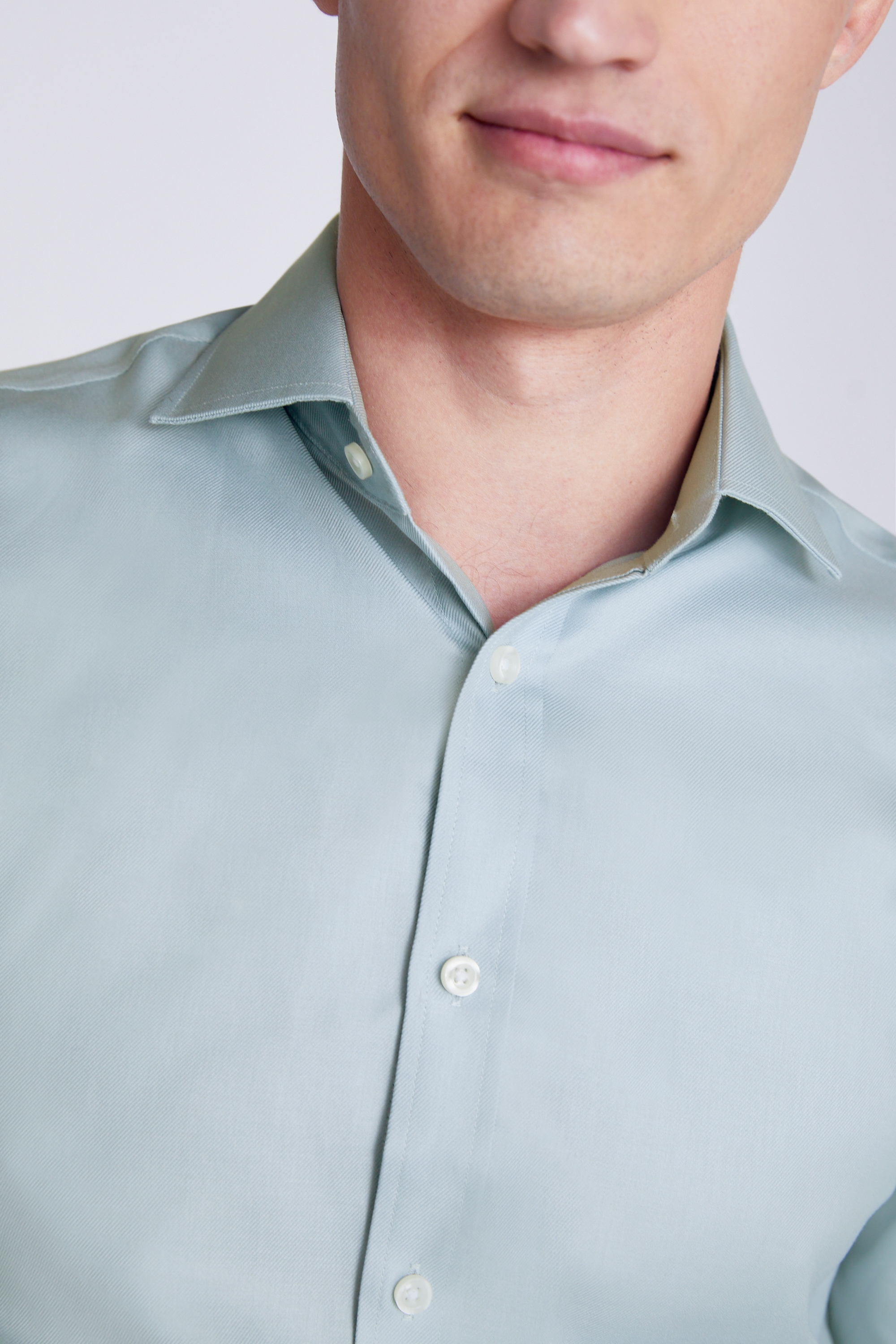 Regular Fit Blue Double Cuff Twill Shirt | Buy Online at Moss