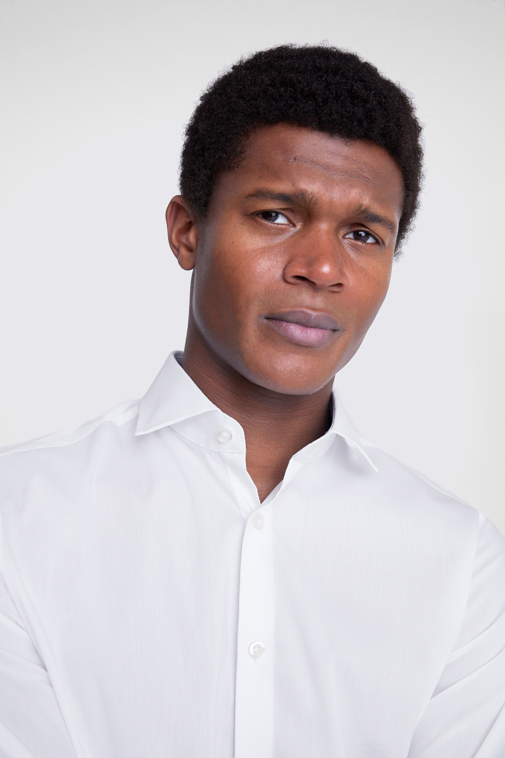 Slim Fit White Stretch Contrast Shirt