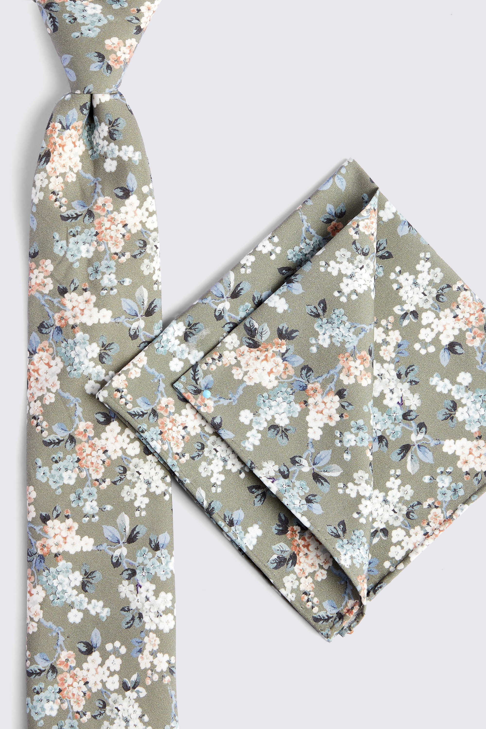 Sage Ditsy Floral Pocket Square Made With Liberty Fabric