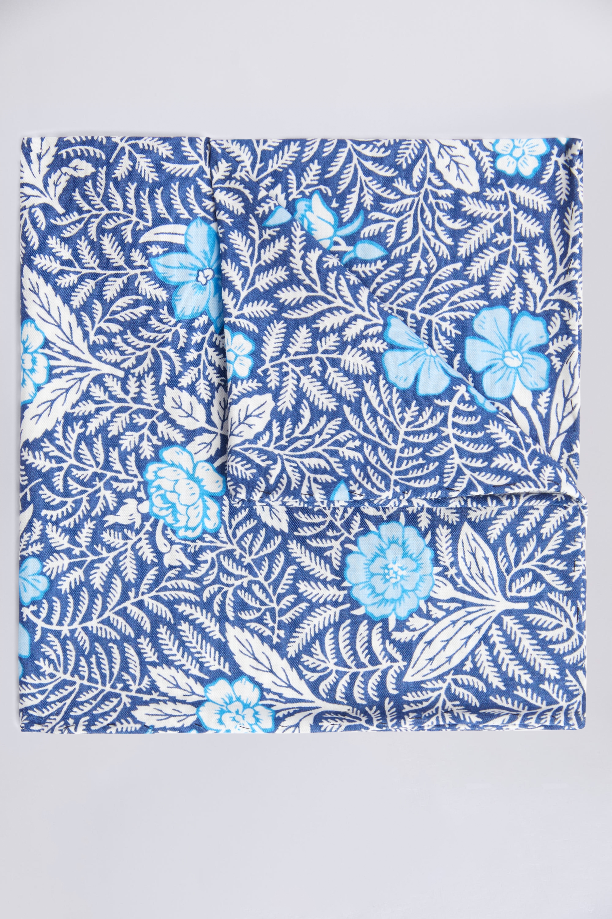 Blue Floral Pocket Square Made with Liberty Fabric