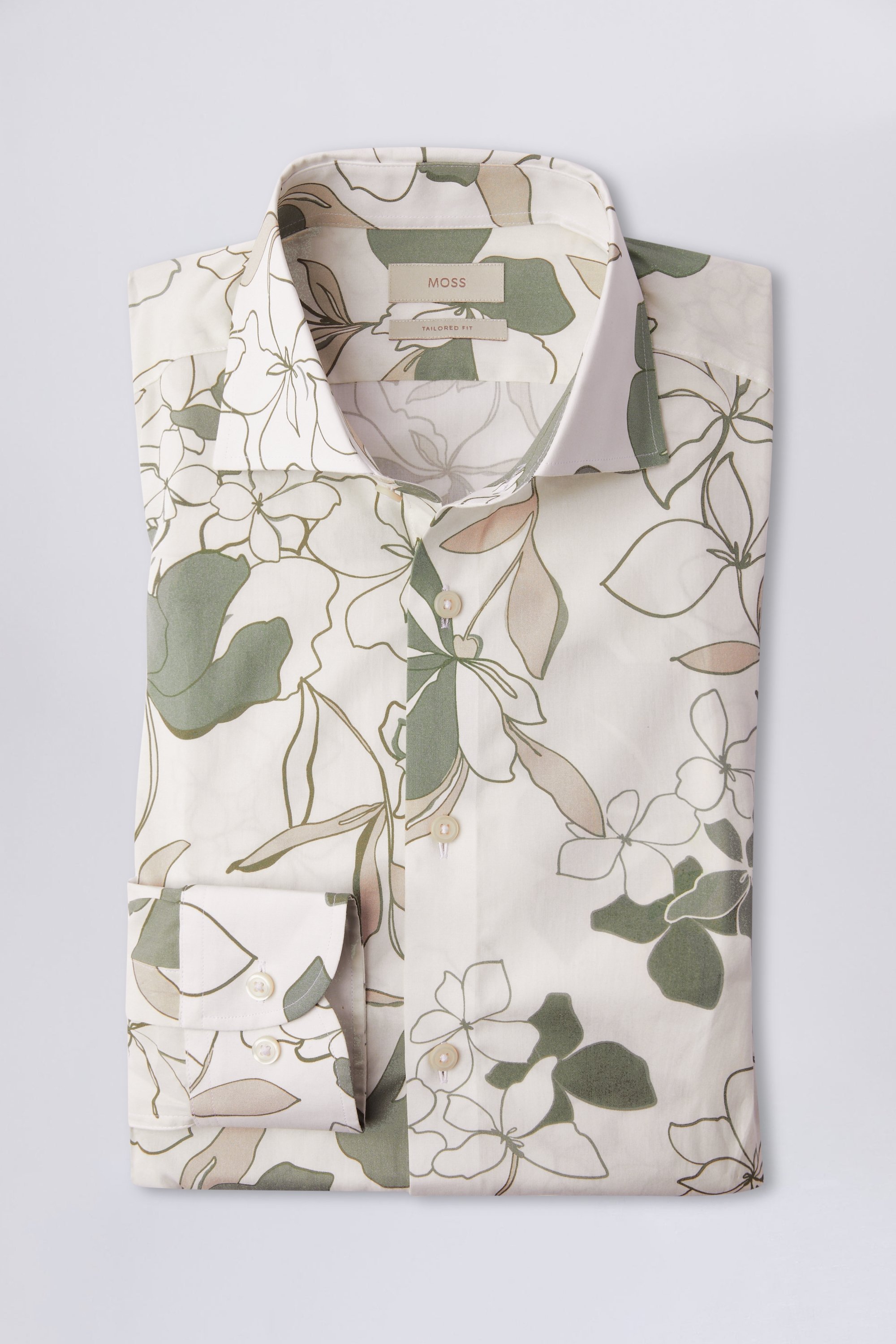 Tailored Fit Sage Green Floral Print Shirt Buy Online At Moss