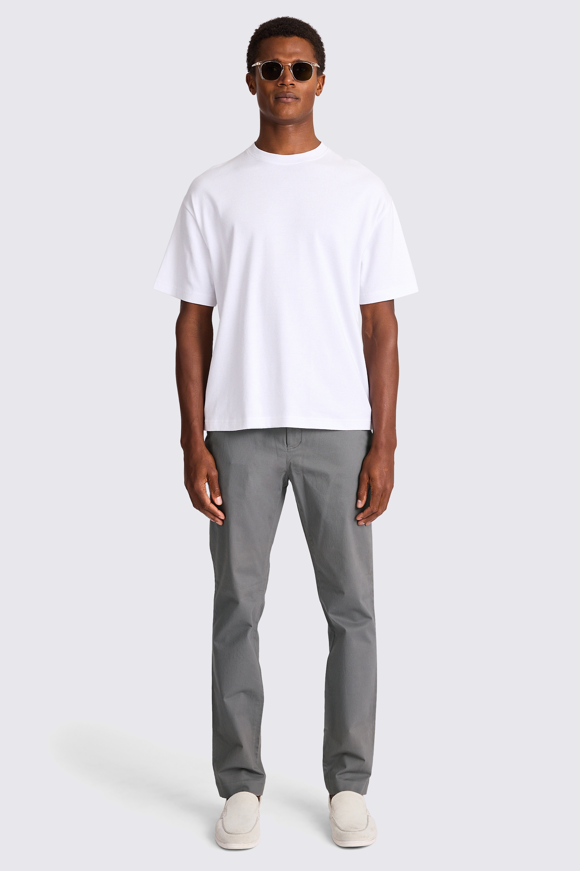 Slim Fit Grey Stretch Chinos