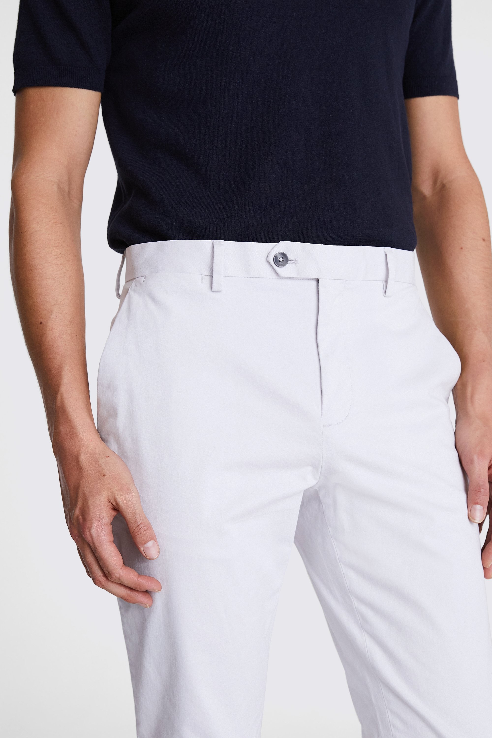 Slim Fit Light Grey Stretch Chinos