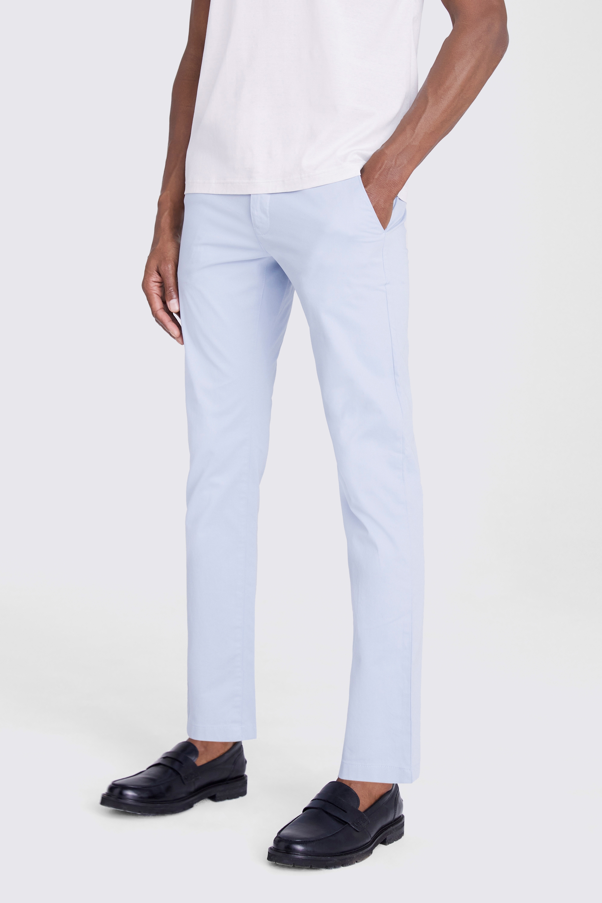 Tailored fit Light Blue Chinos | Buy Online at Moss