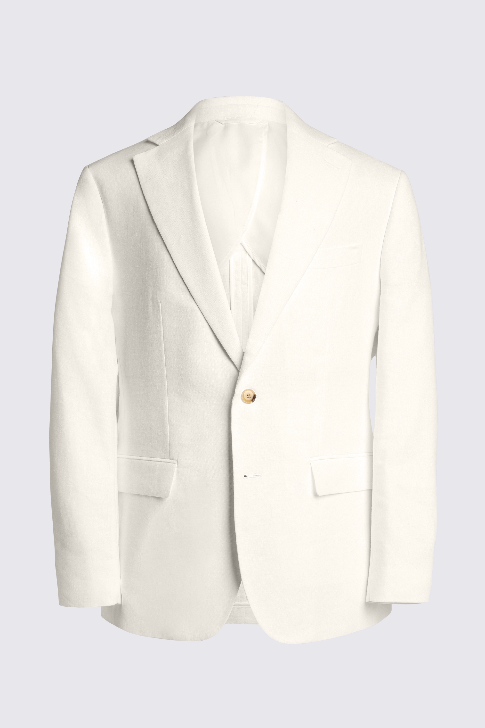 Tailored Fit White Matte Linen Suit
