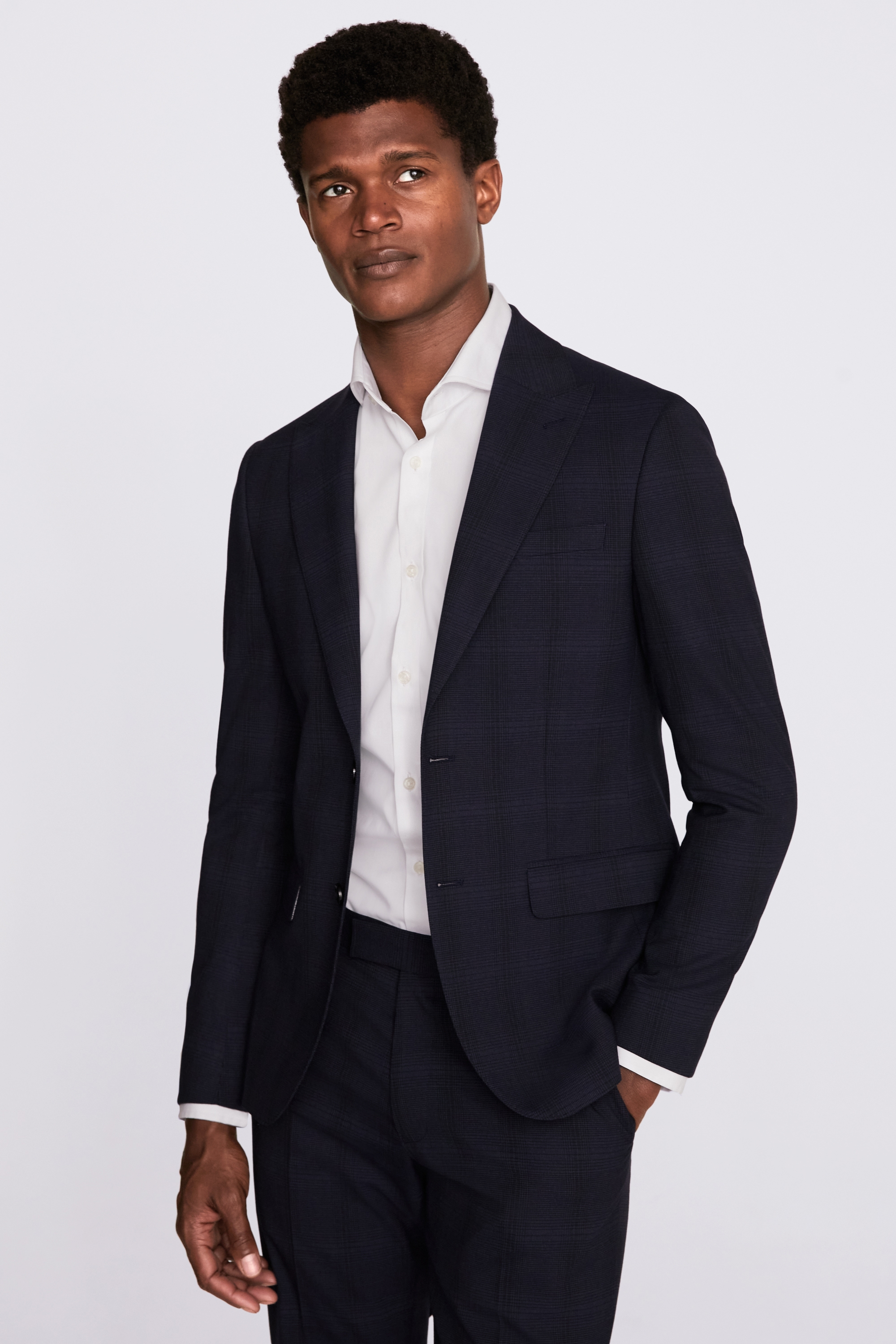 Slim Fit Navy Check Jacket | Buy Online at Moss