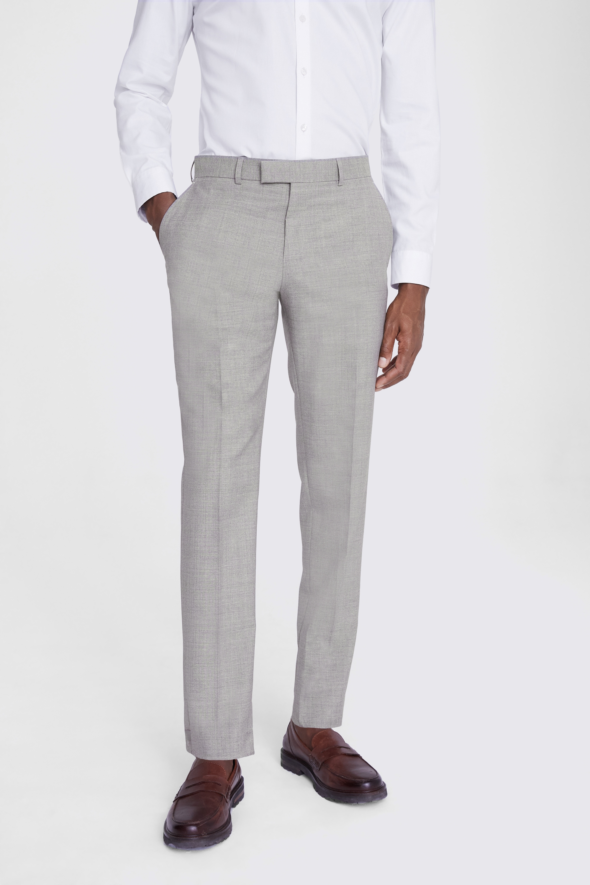 Italian Tailored Fit Neutral Half Lined Trousers | Buy Online at Moss