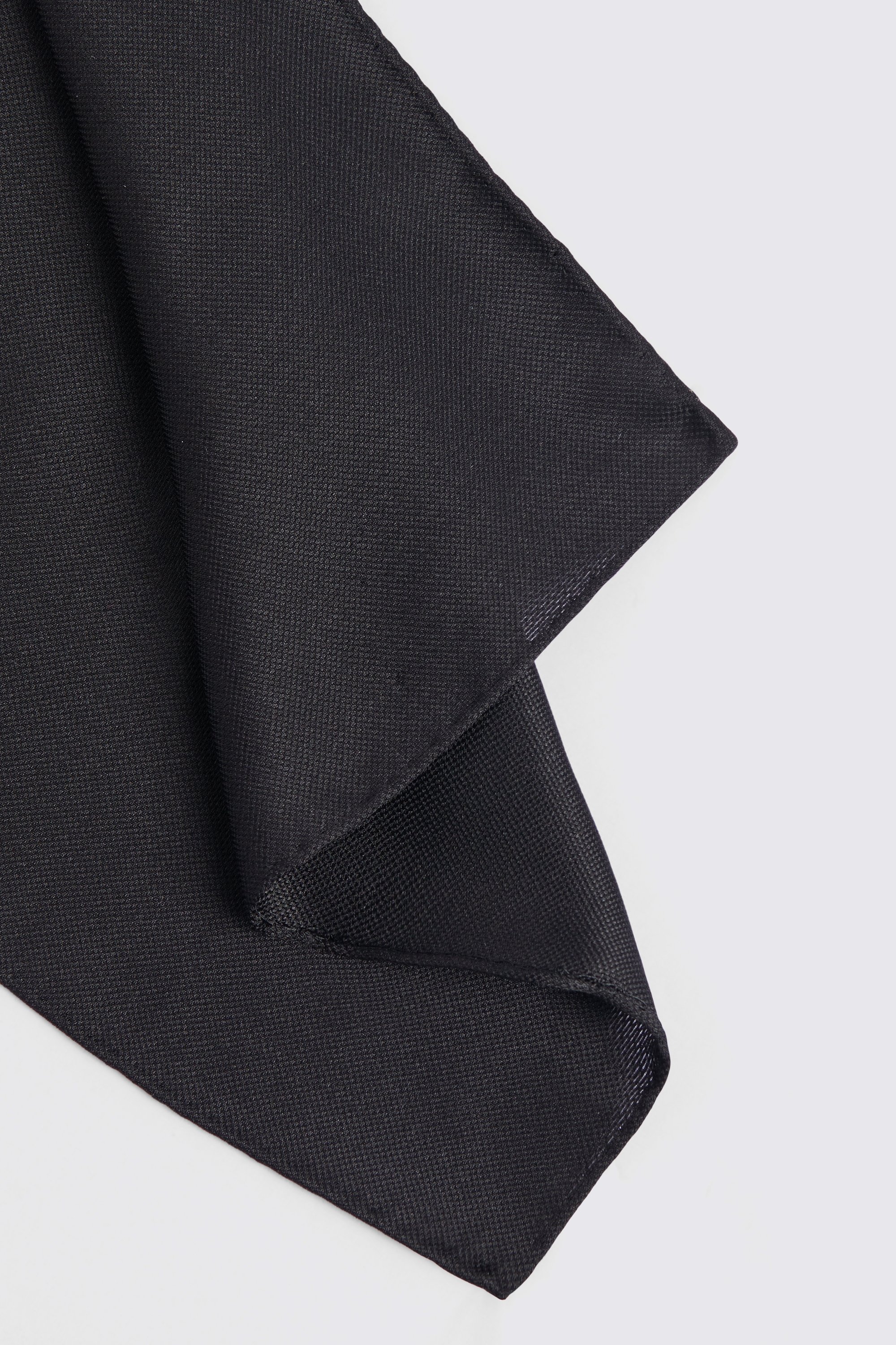 Black Silk Oxford Pocket Square