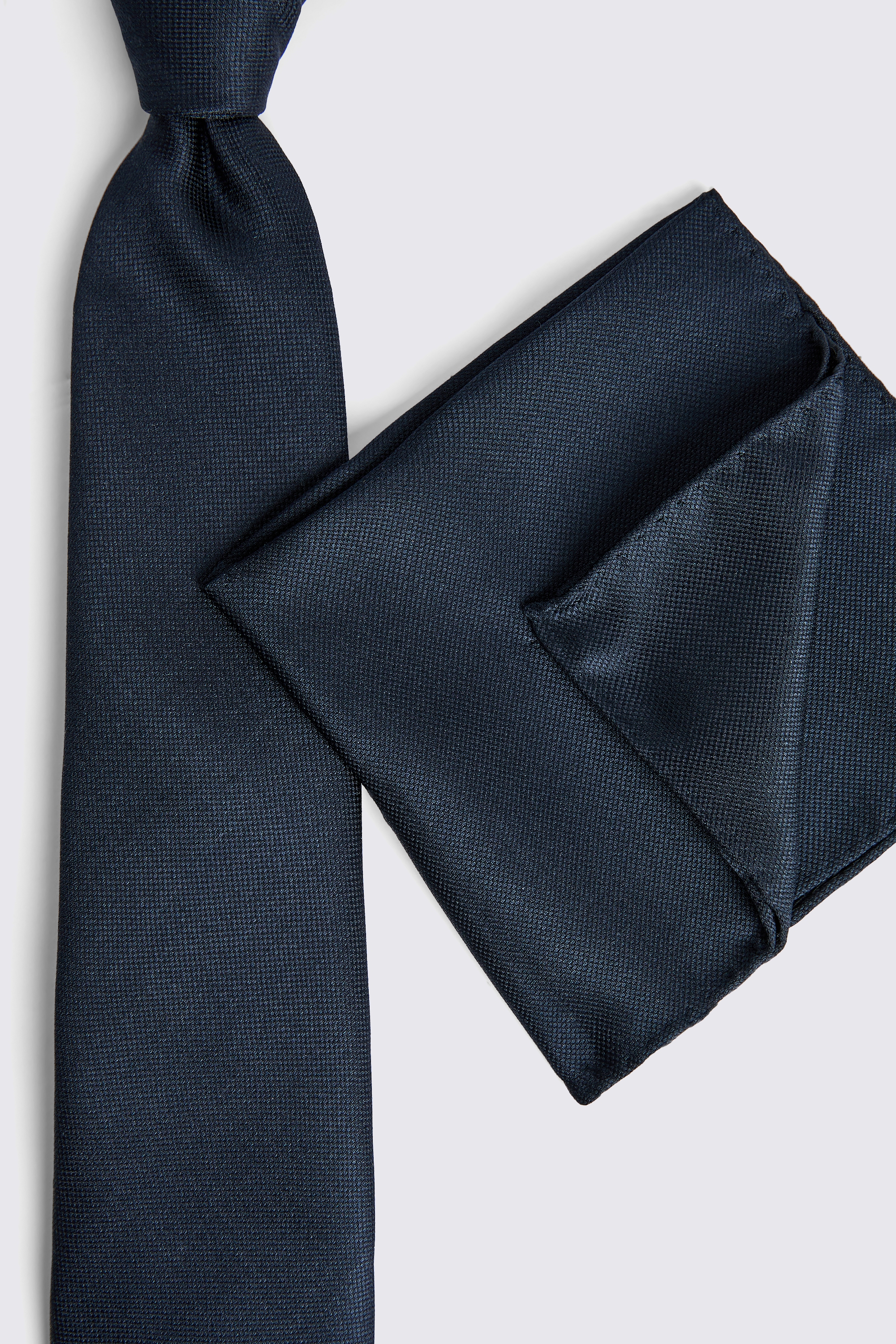 Midnight Navy Silk Oxford Pocket Square
