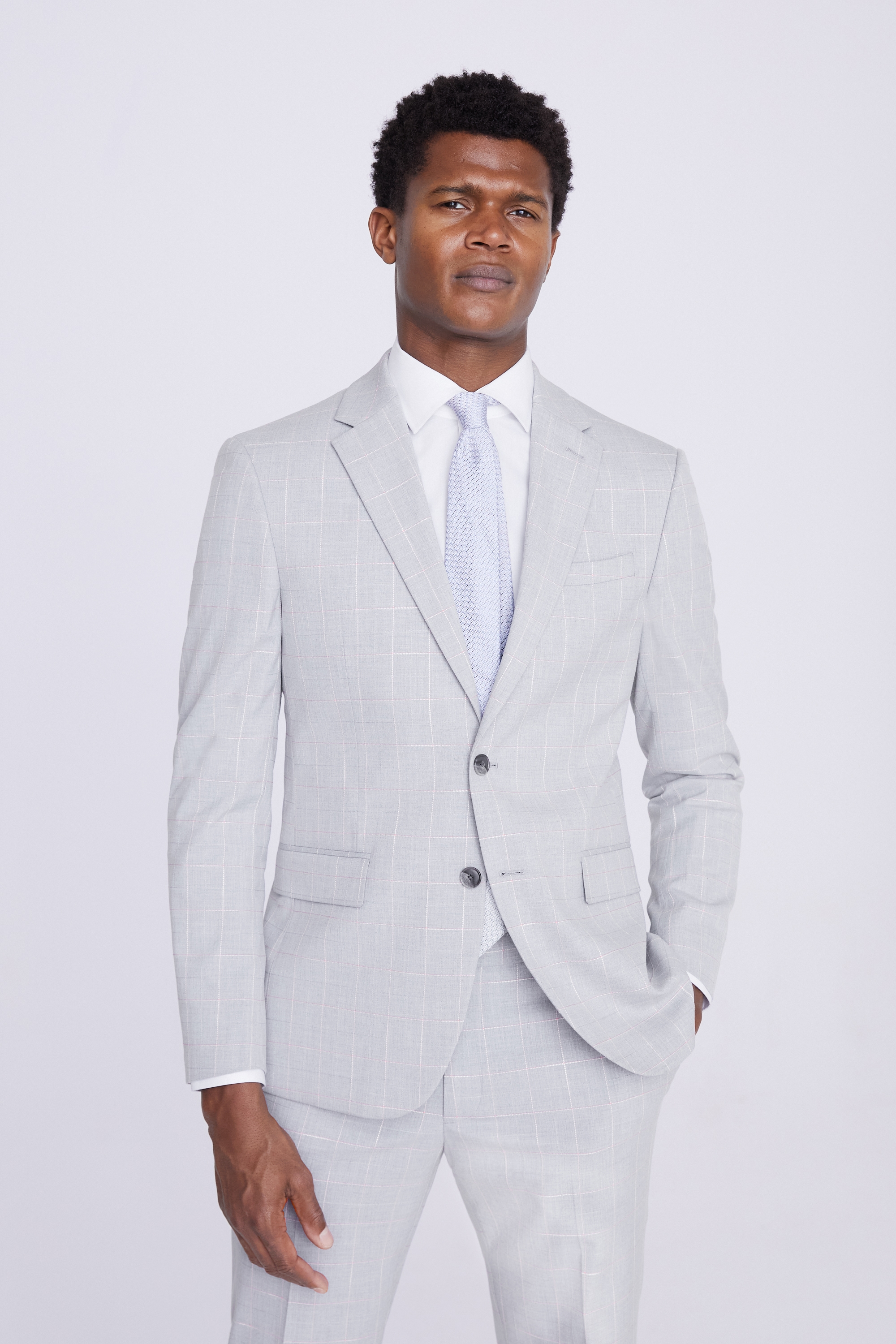 Slim Fit Grey Clementine Check Jacket | Buy Online at Moss