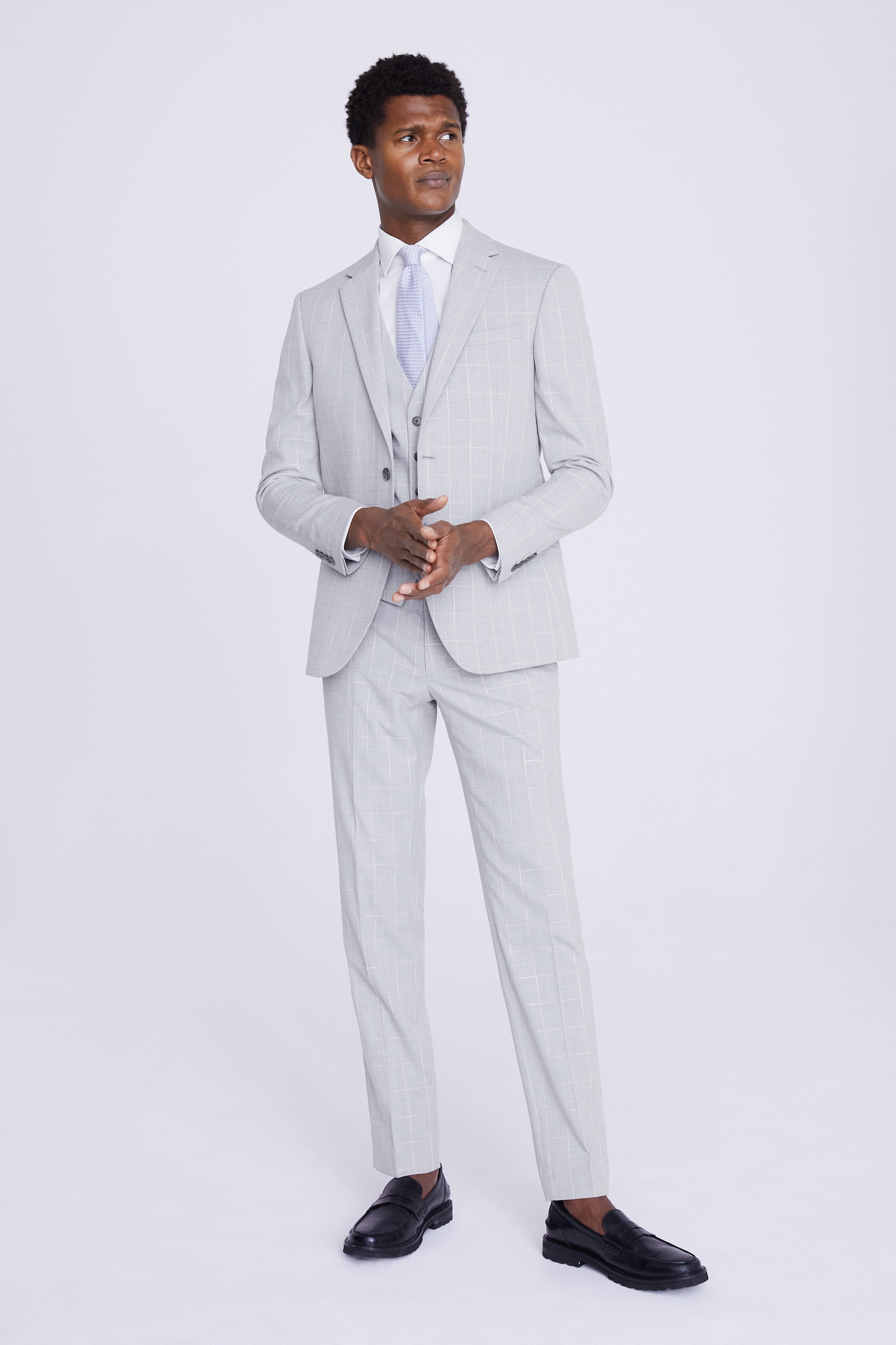 Slim Fit Grey Clementine Check Jacket