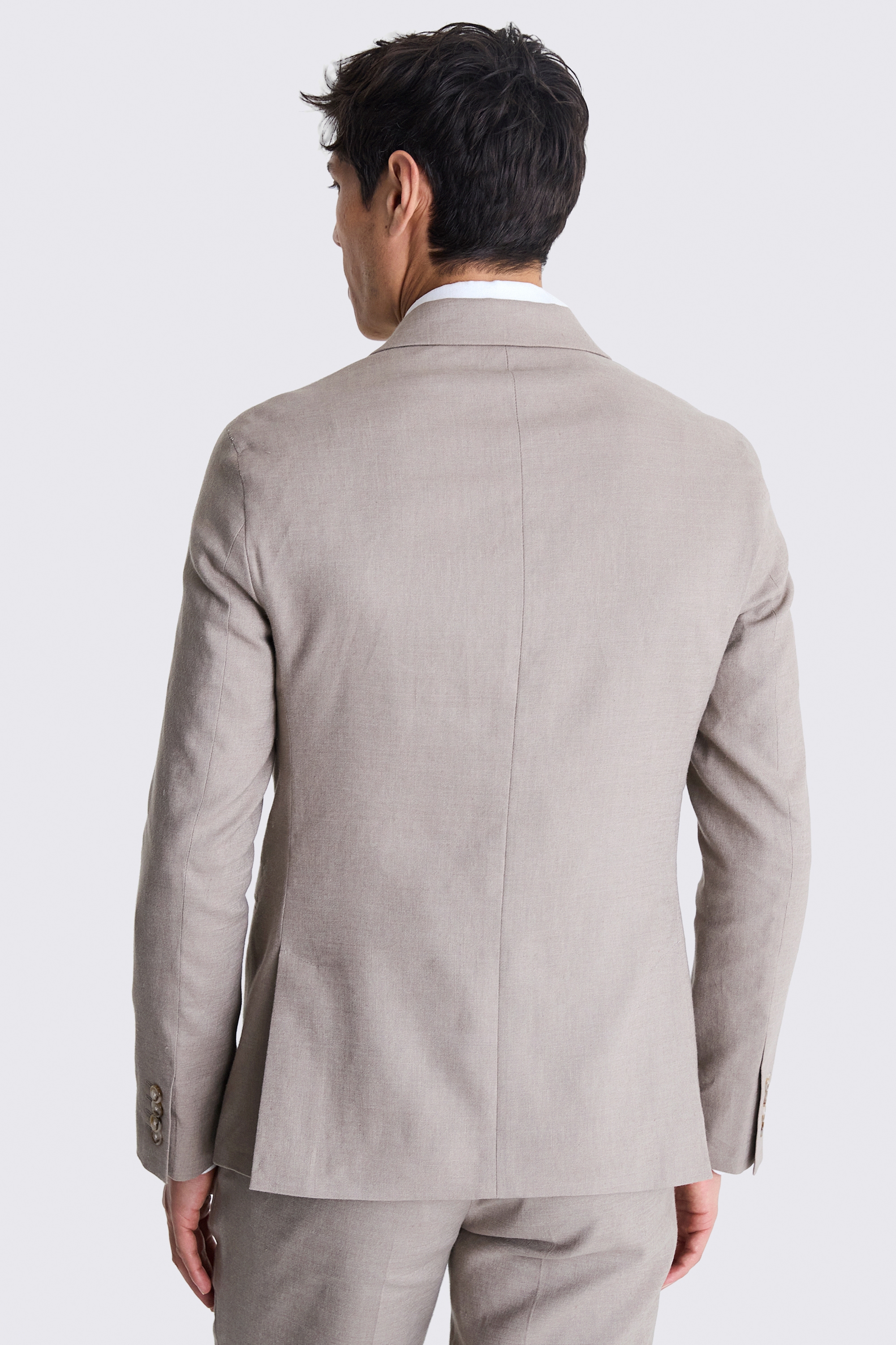 Slim Fit Taupe Matte Linen Jacket