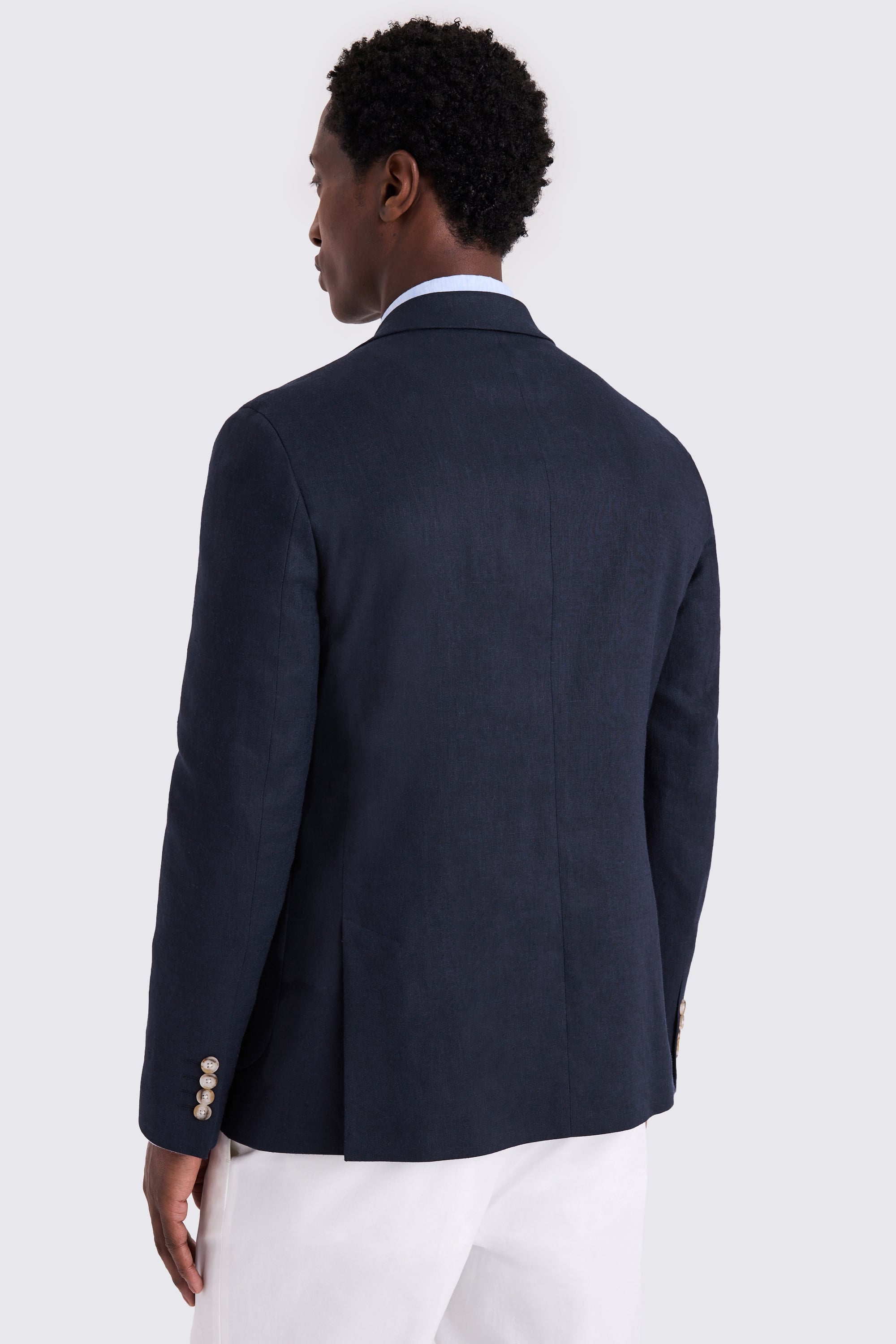 Slim Fit Navy Matte Linen Jacket | Buy Online at Moss