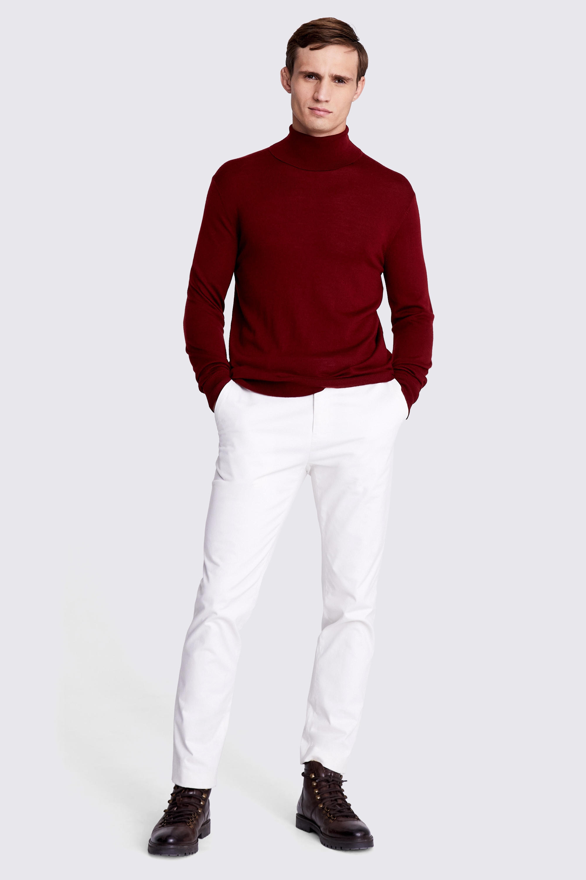 Syrah Red Merino Roll-Neck Jumper