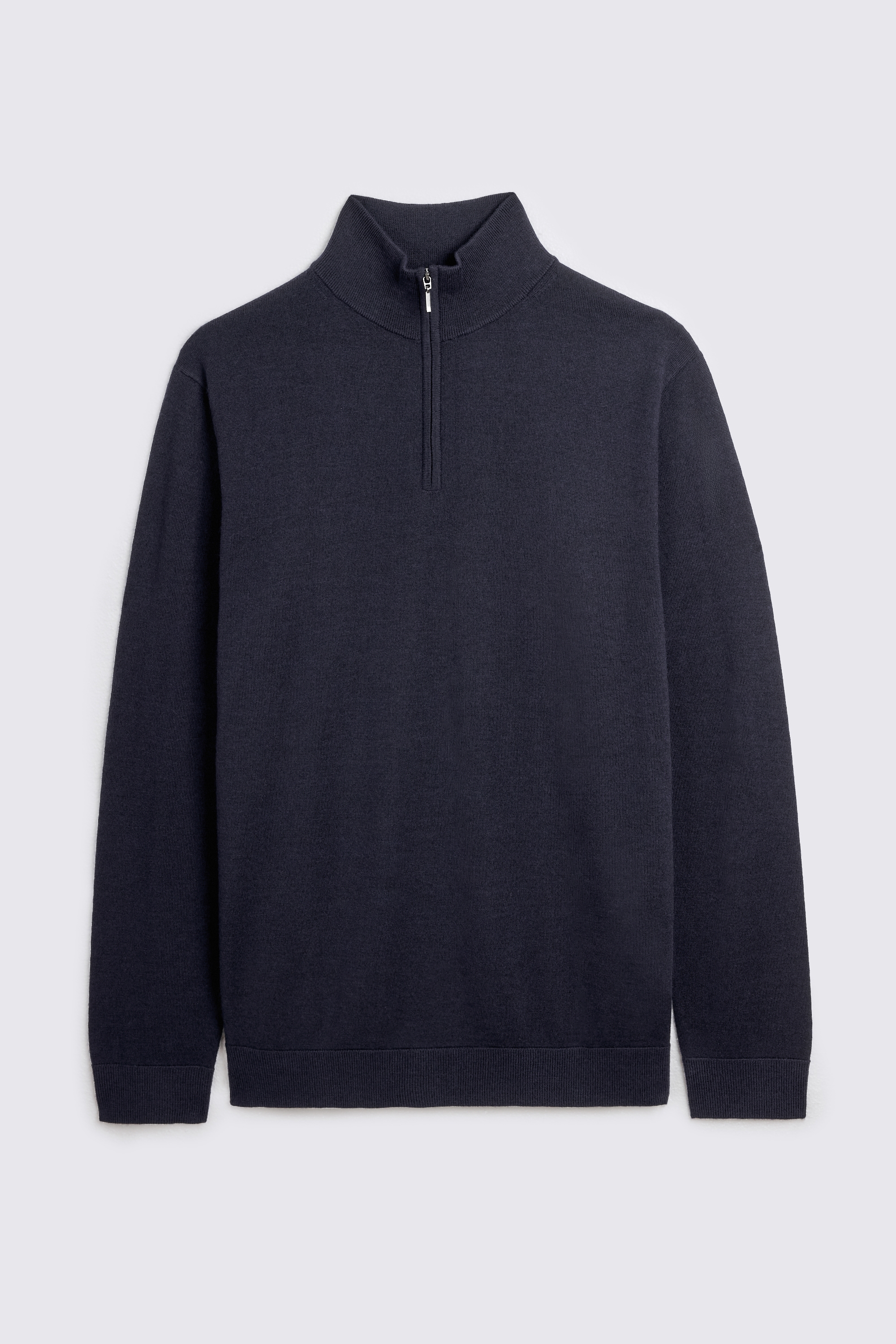 Maritime Blue Merino-Blend Zip-Neck Jumper