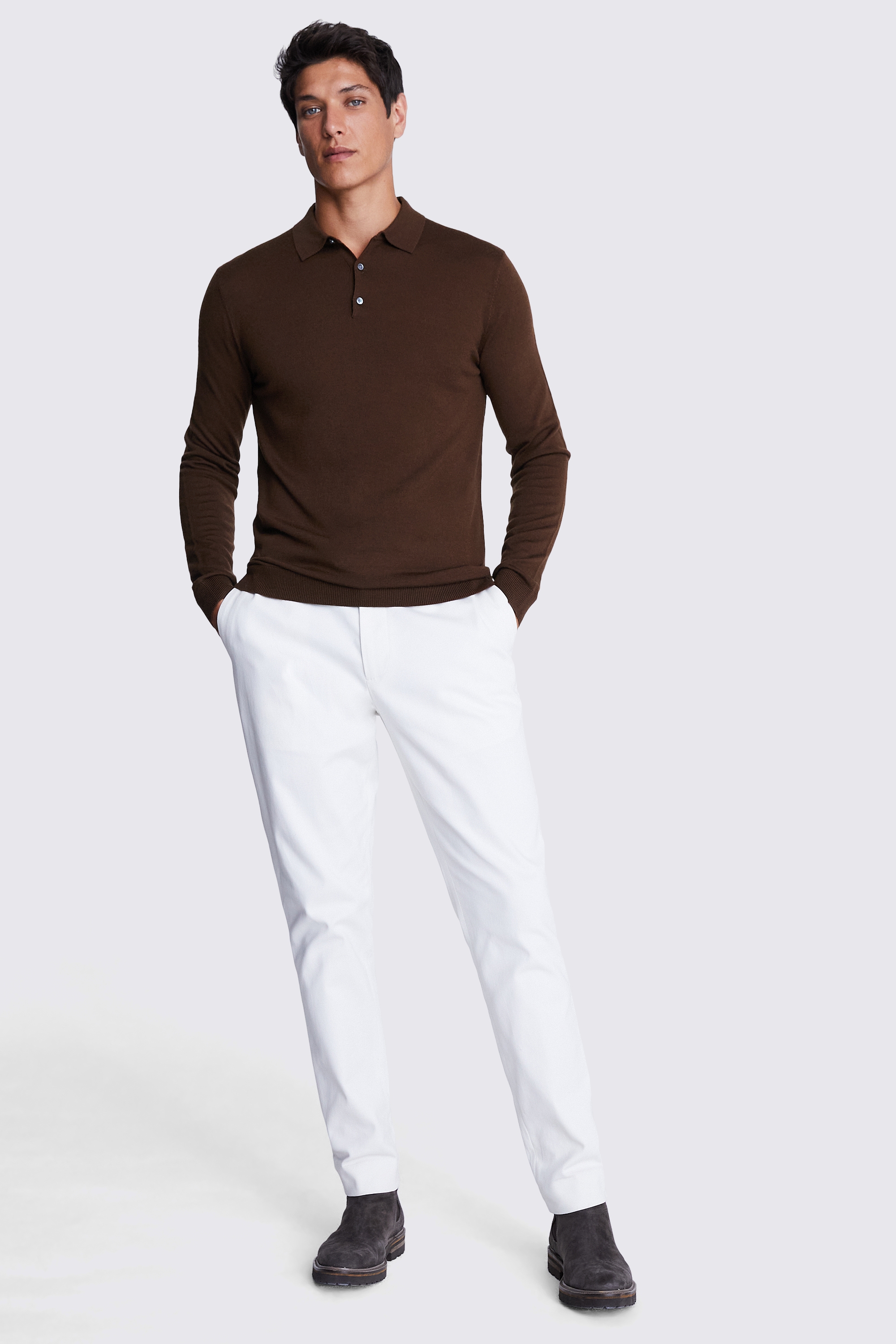 Chestnut Merino Polo Shirt | Buy Online at Moss