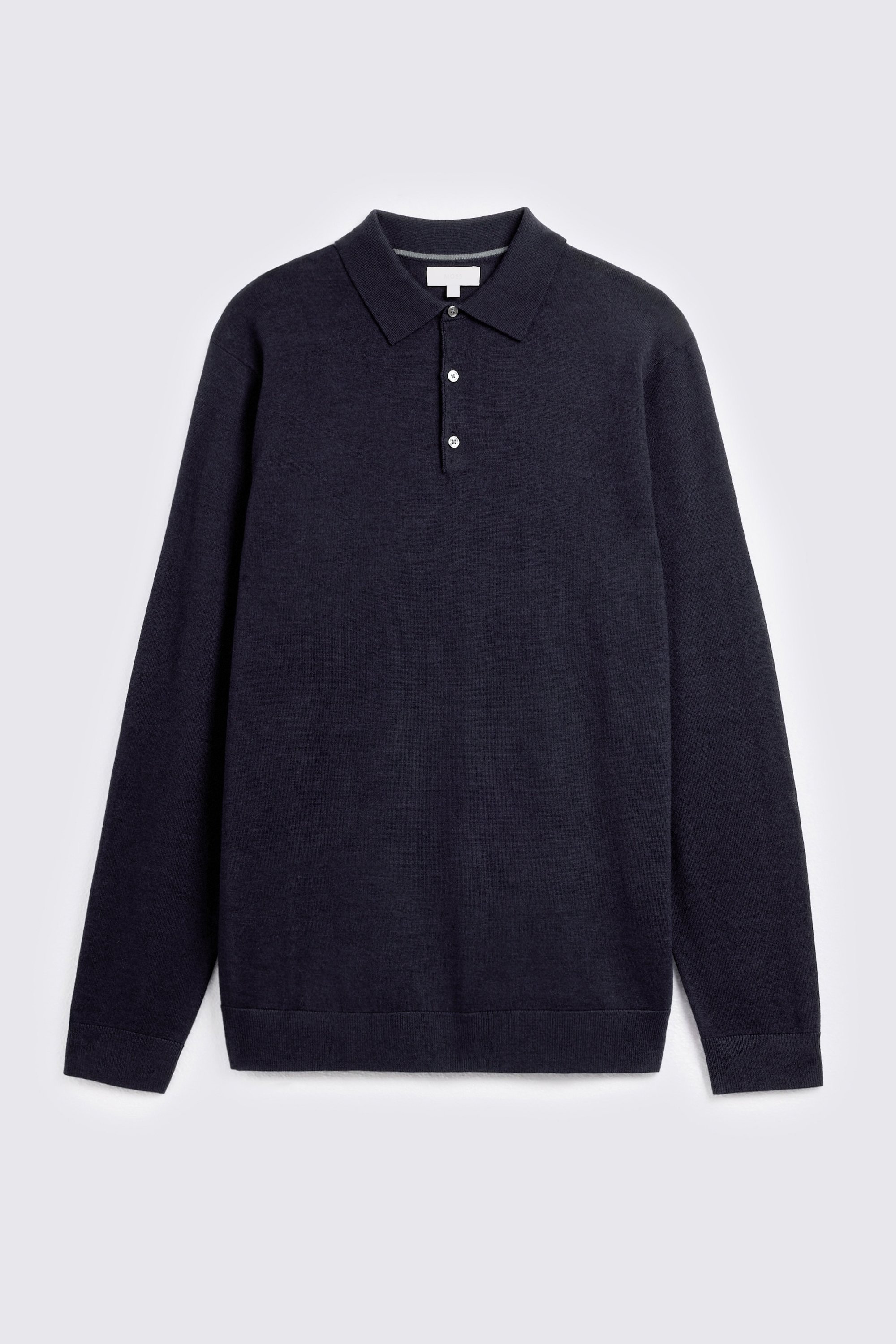 Maritime Blue Merino-Blend Polo Shirt