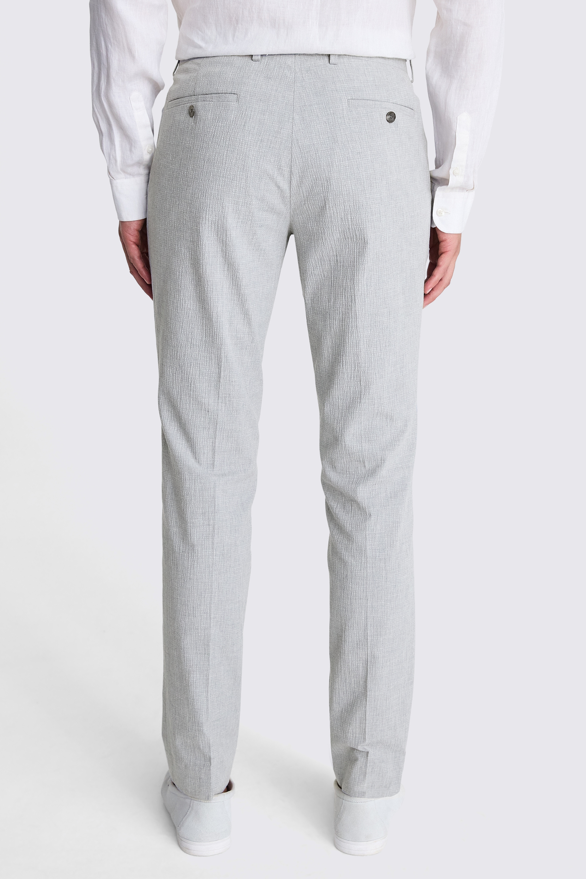 Slim Fit Light Grey Seersucker Trousers | Buy Online at Moss