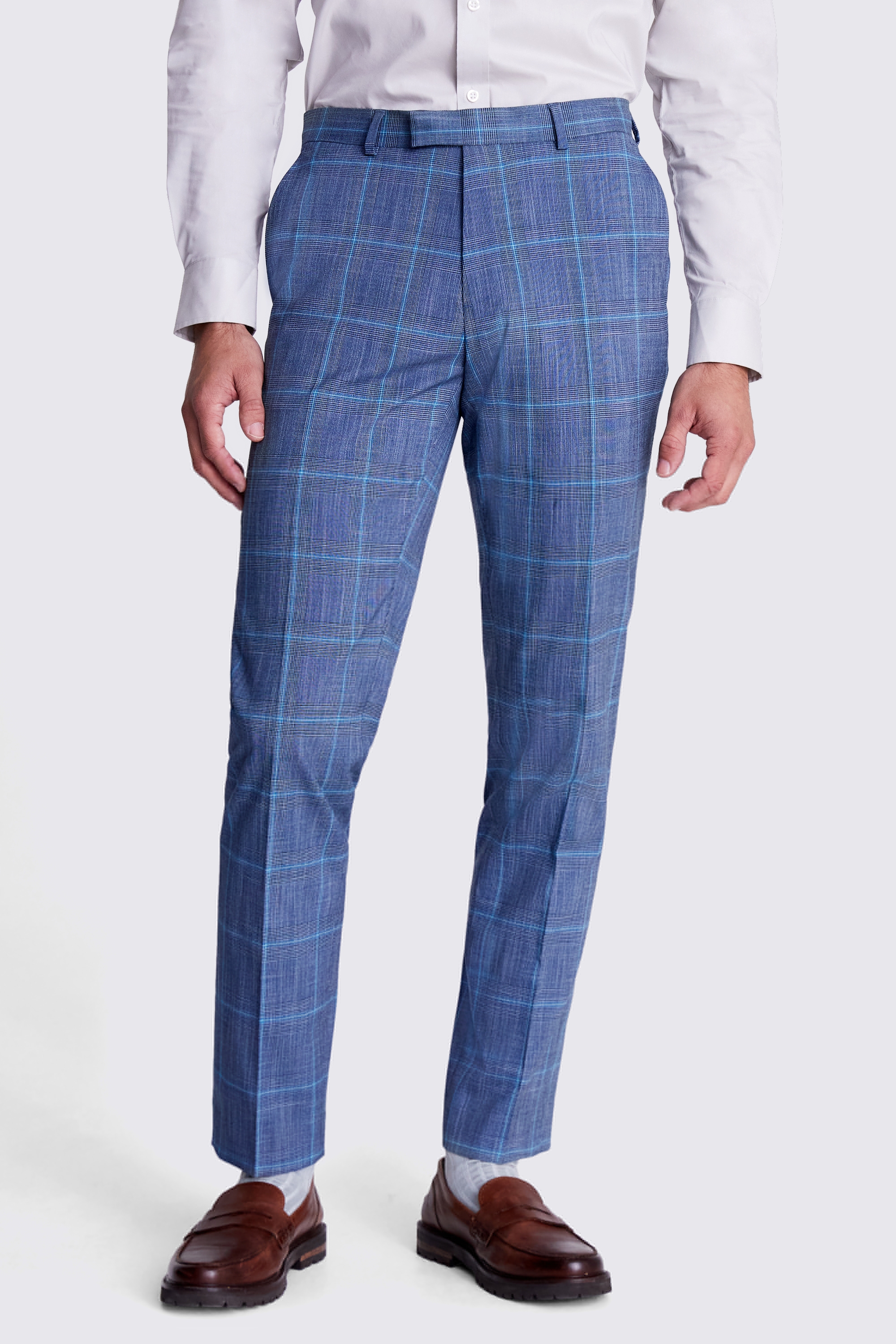 Tailored Fit Aqua Check Trousers | Buy Online at Moss